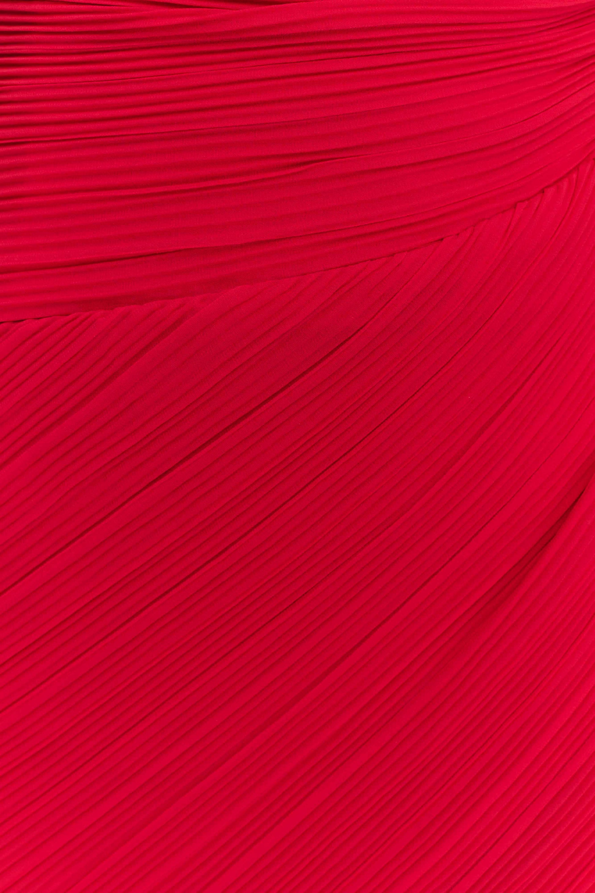 Tamara Shirred Chiffon Midi Dress - Red #6