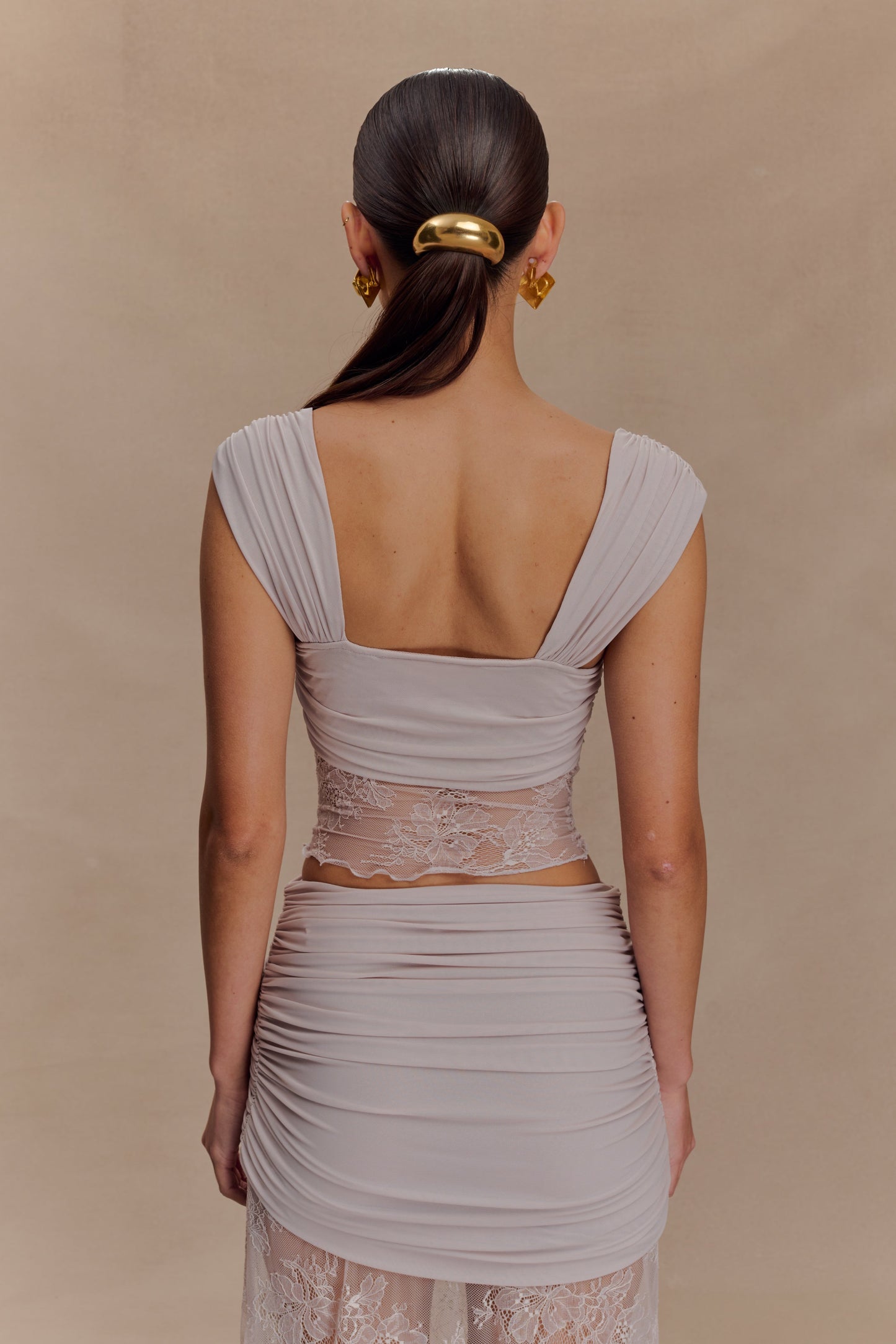 Guinevere Lace And Mesh Top - Lilac