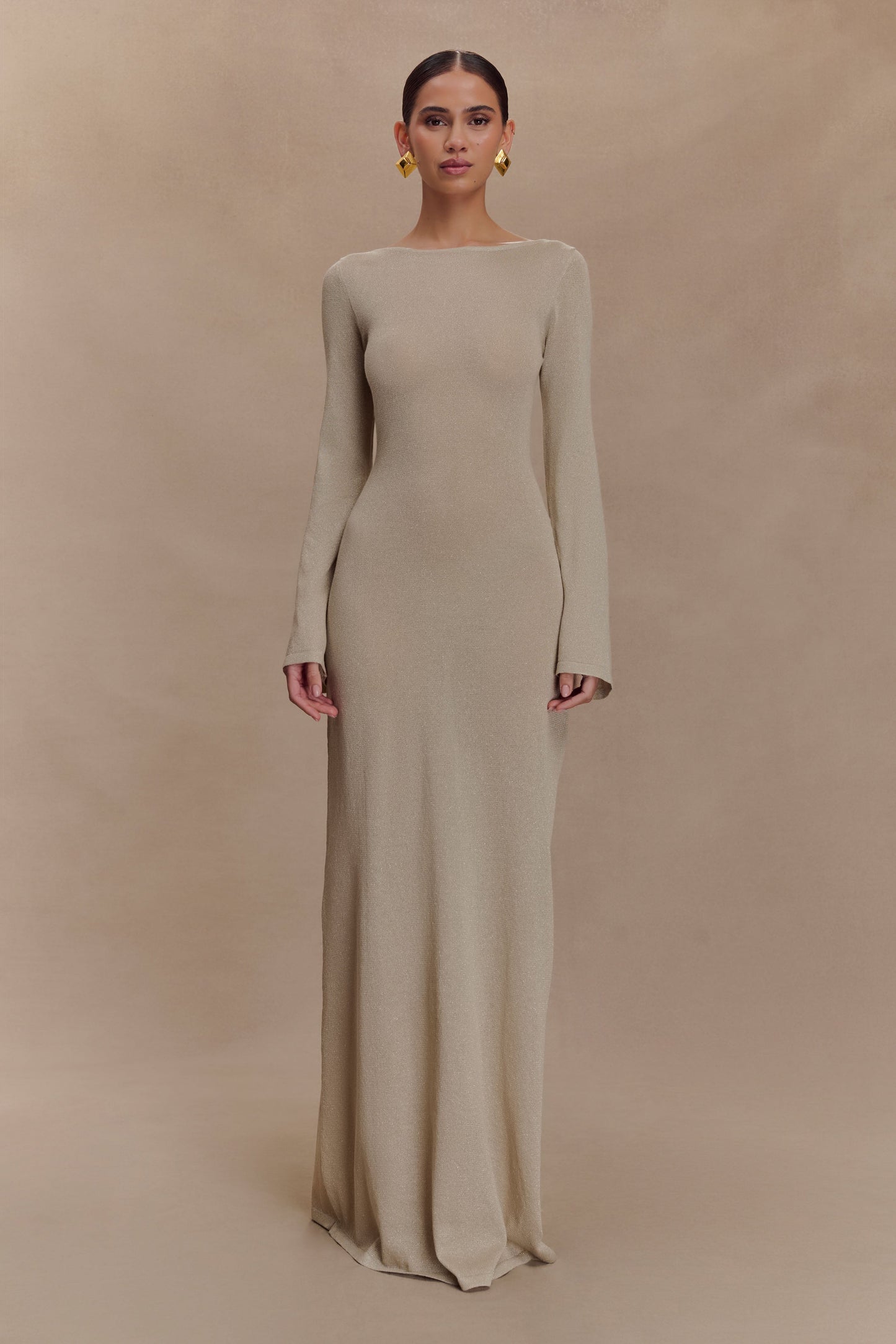 Atticus Knit Maxi Dress With Sequin - Gold