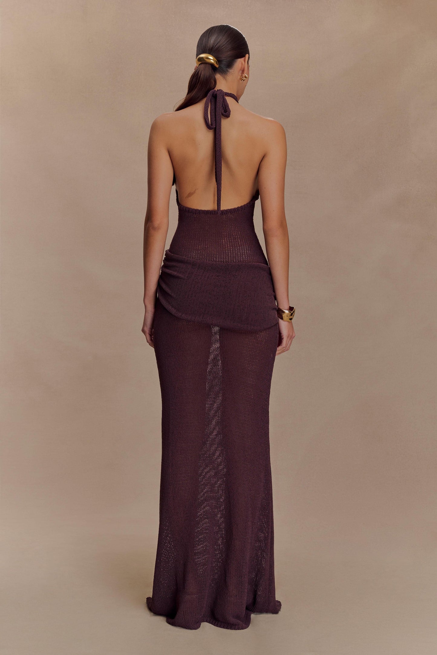 Reece Halter Knit Maxi Dress - Chocolate