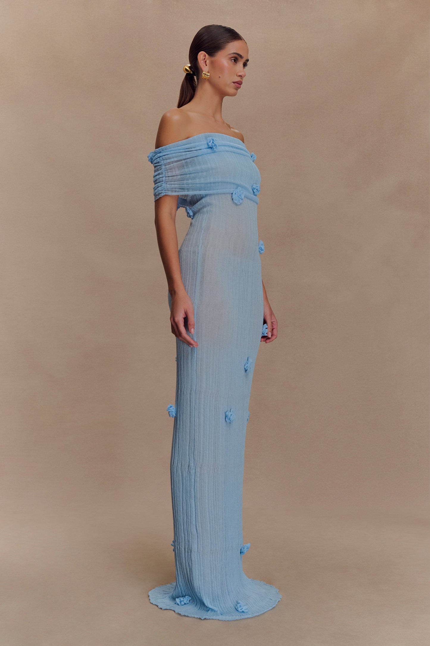 Brynn Orchid Knit Maxi Dress - Baby Blue