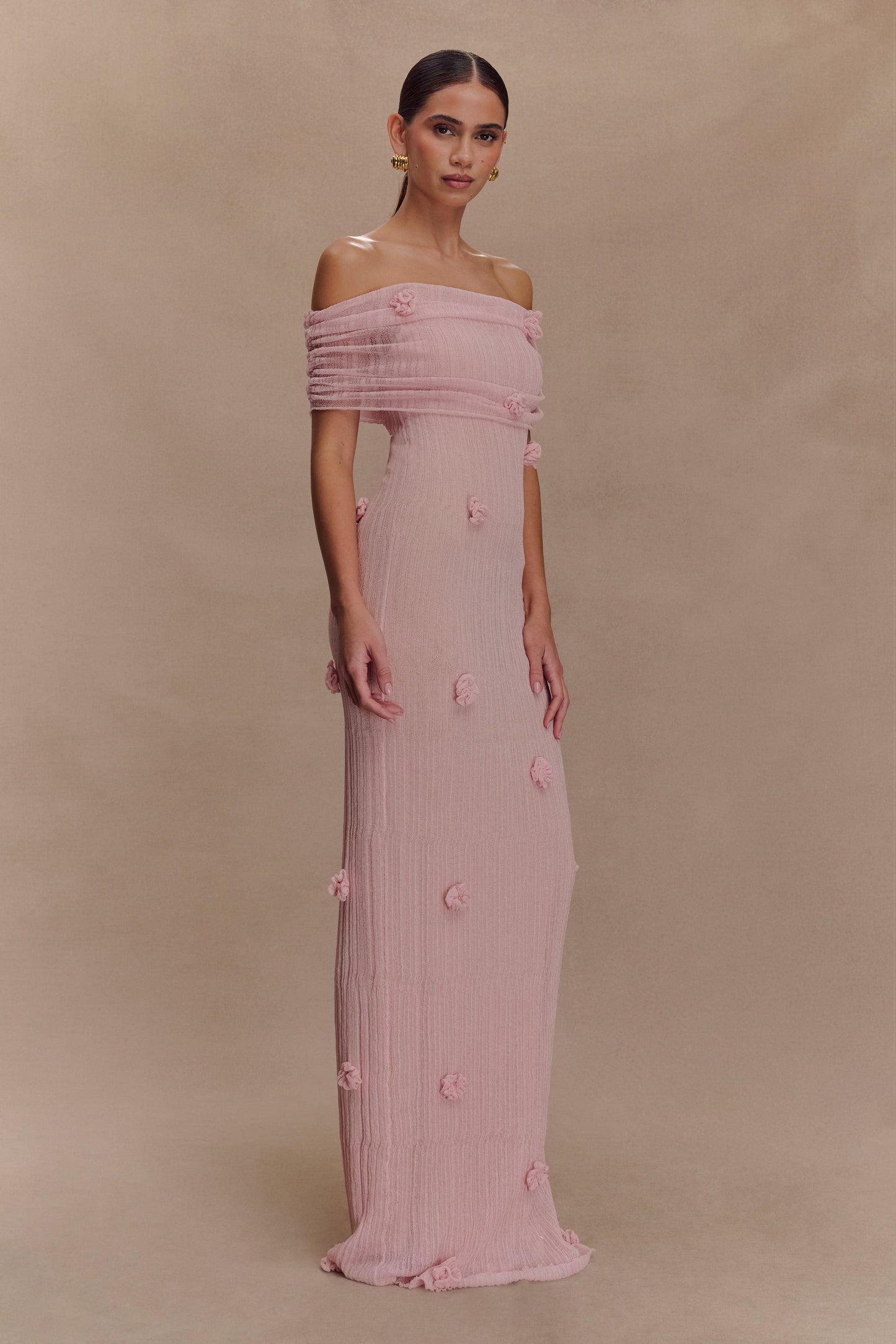 Brynn Orchid Knit Maxi Dress - Pastel Pink