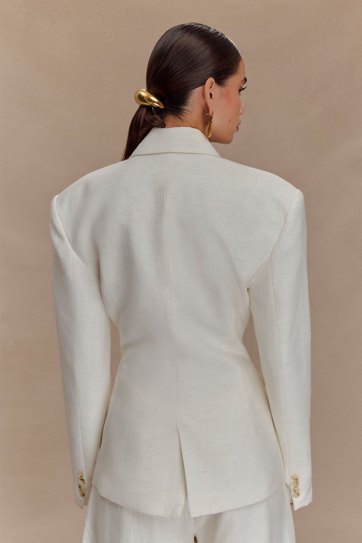 Jameson Cinched Linen Blazer - Oat Marle