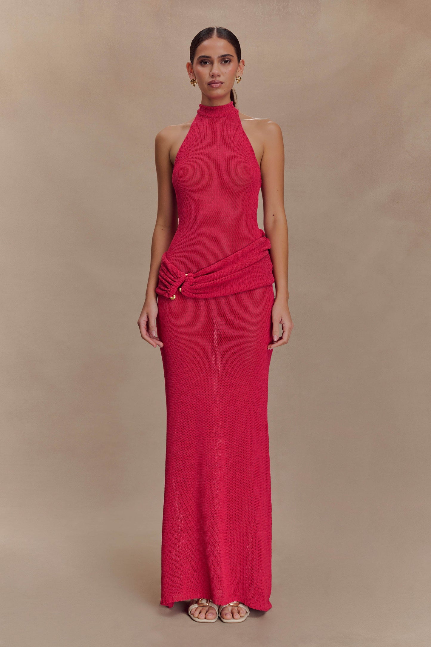 Reece Halter Knit Maxi Dress - Dragonfruit
