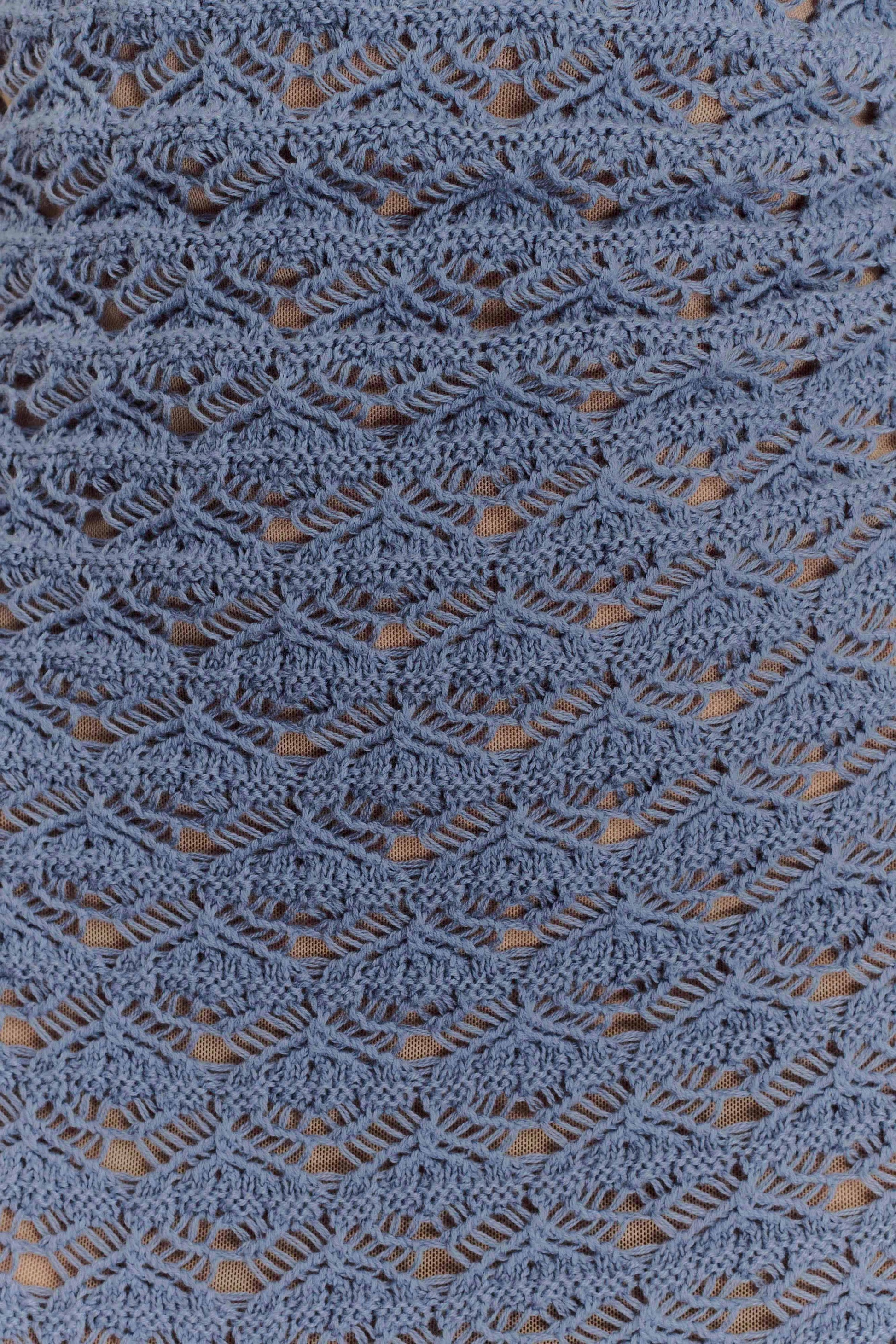 Aileen Ruffle Crochet Mini Dress - Steel Blue #6