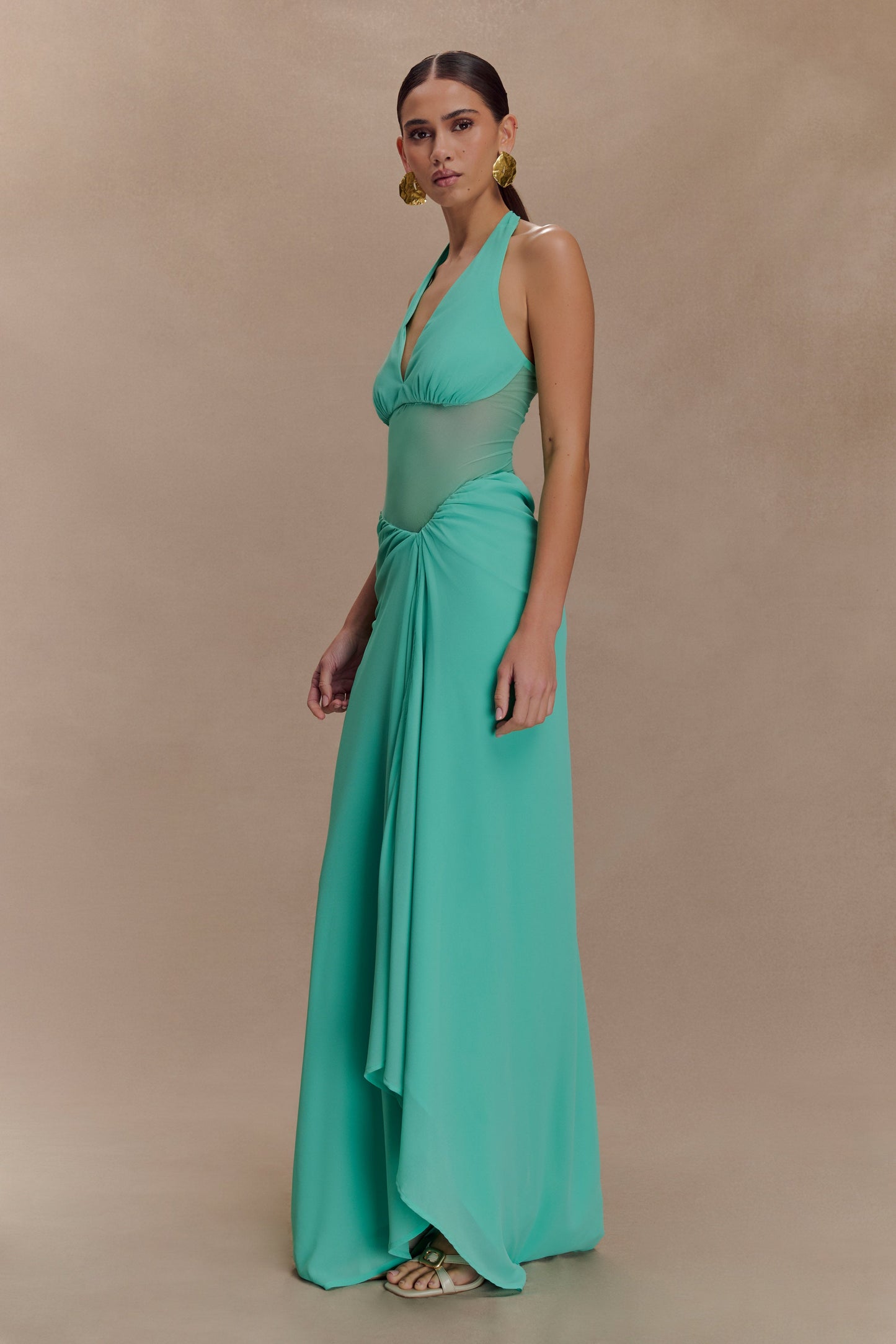 Jonna Chiffon And Mesh Maxi Dress - Lagoon