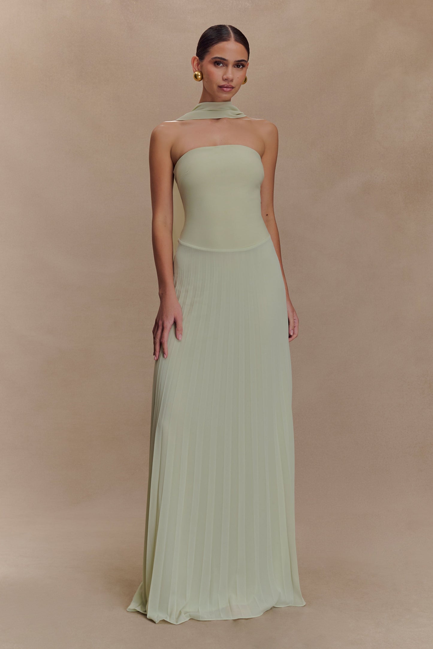Caira Chiffon Scarf Maxi Dress - Sage