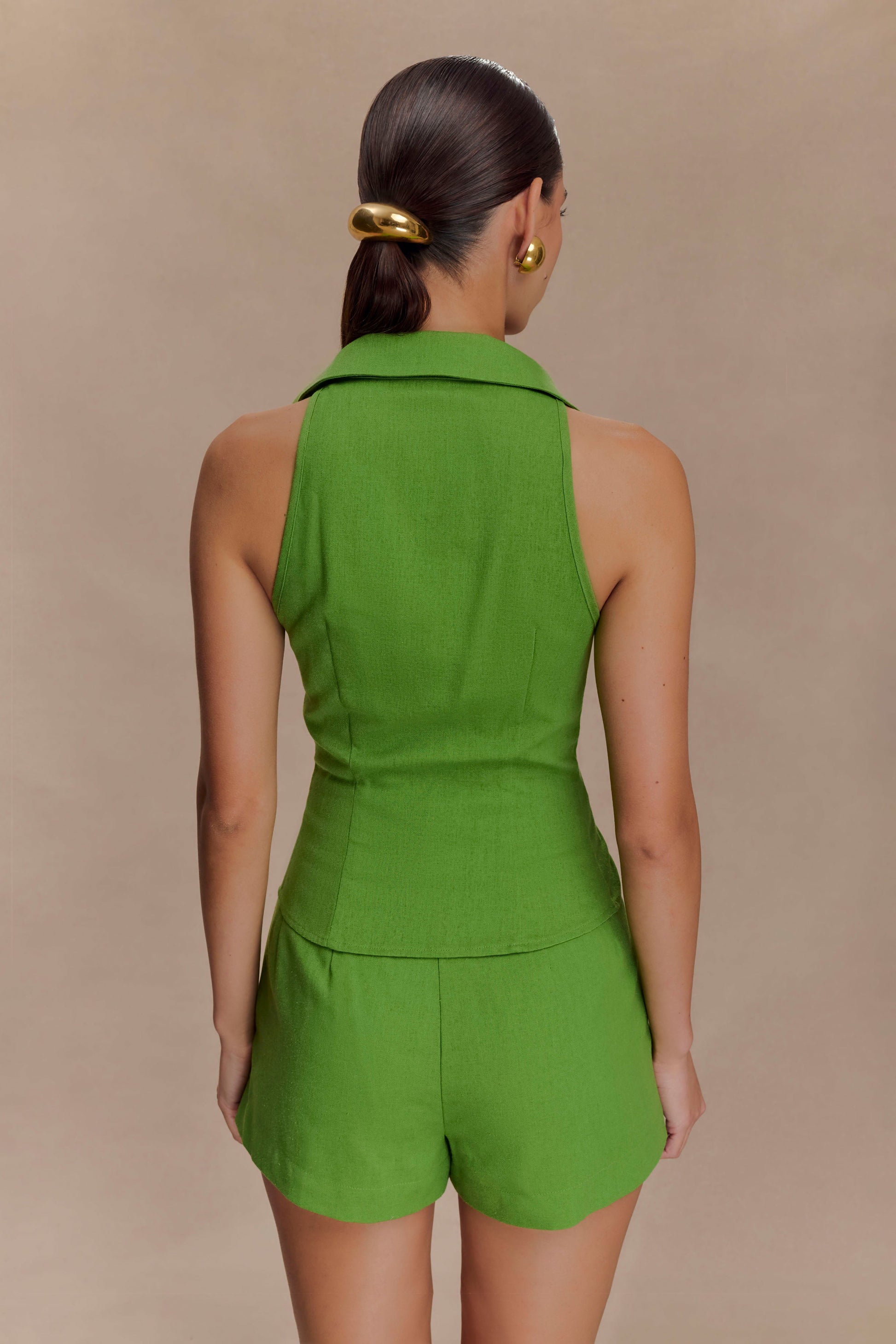 Scout Sleeveless Linen Shirt - Green #2