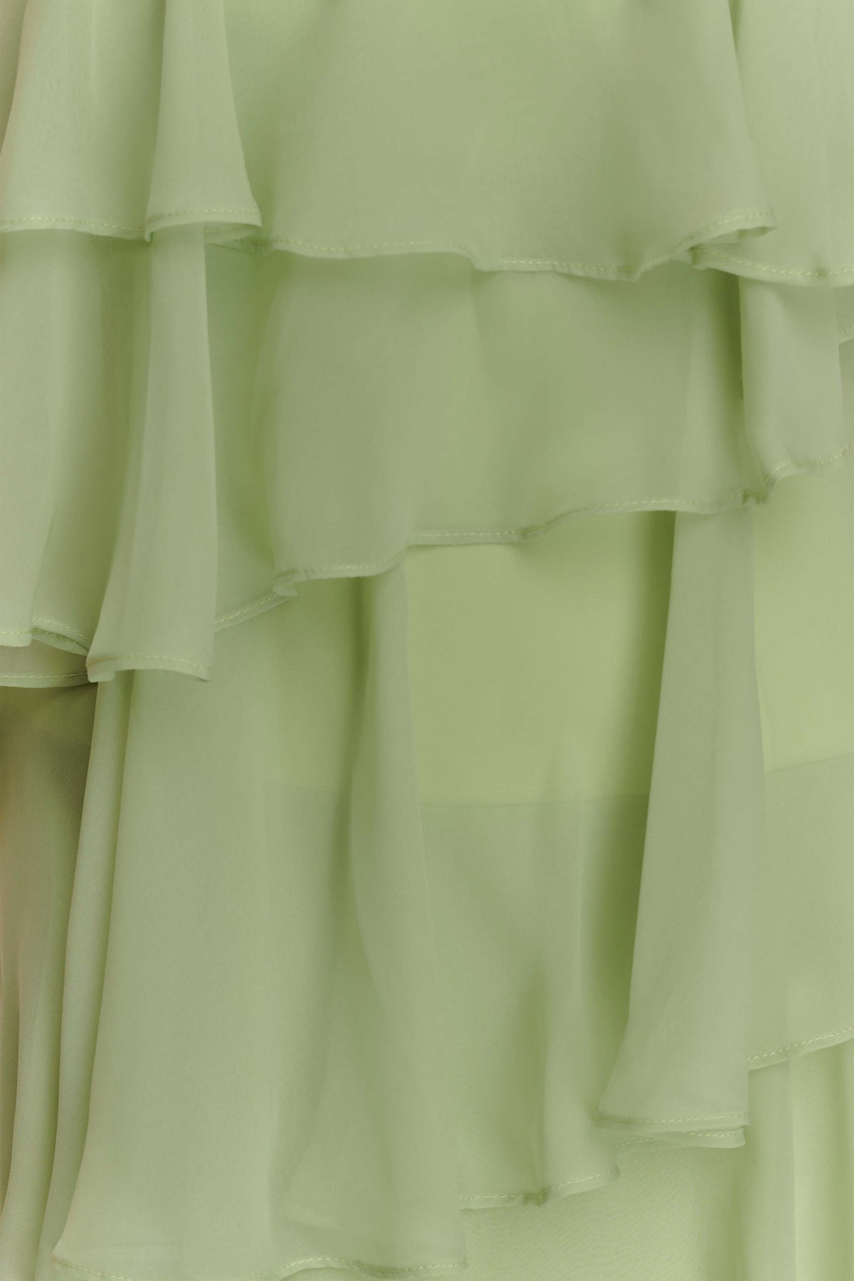 Alexa Ruffle Chiffon Maxi Dress - Pastel Lime