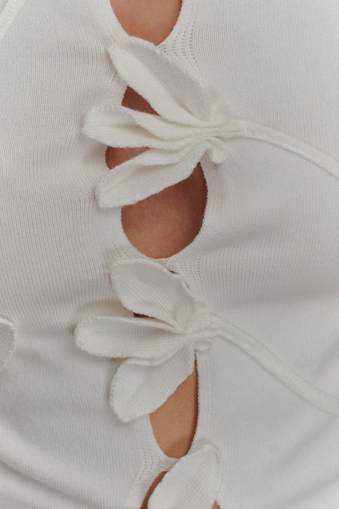 Alejandra Floral Long Sleeve Knit Top - White