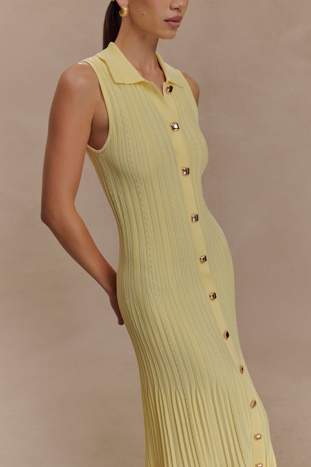 Margie Sleeveless Knit Midi Dress - Lemon
