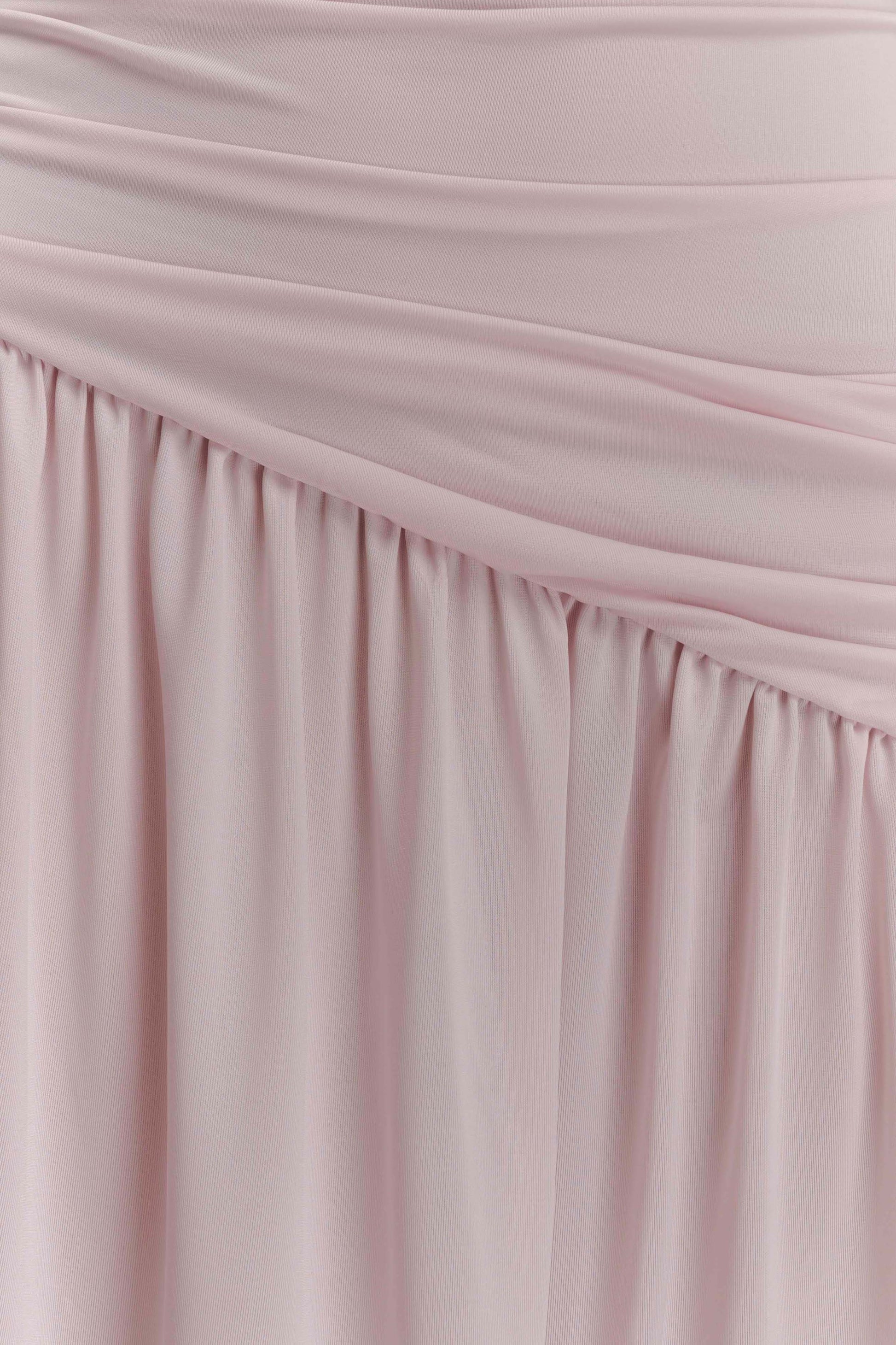 Bex Strapless Slinky Maxi Dress With Split - Pale Pink #5