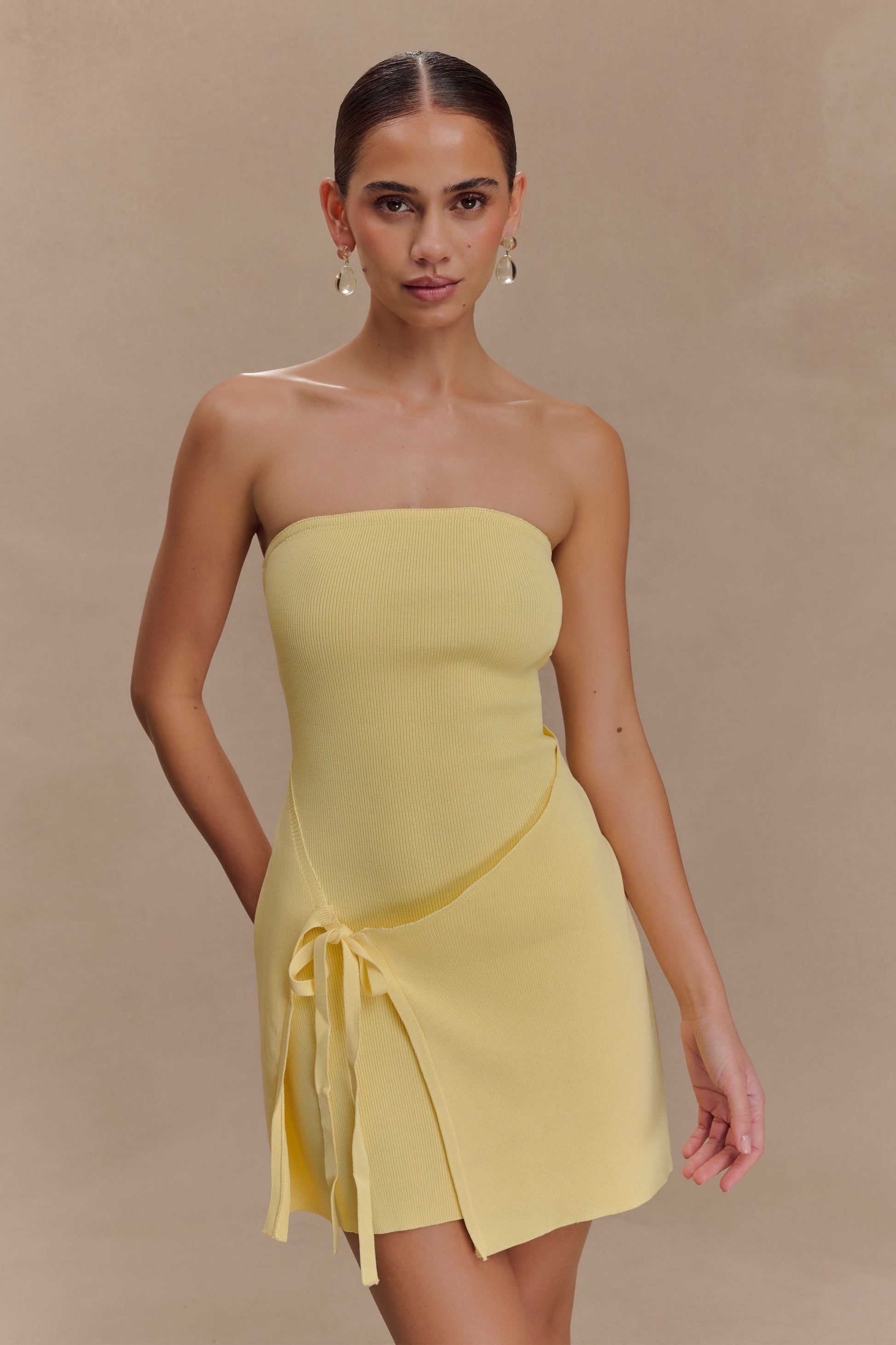 Rian Strapless Knit Mini Dress - Lemon #6