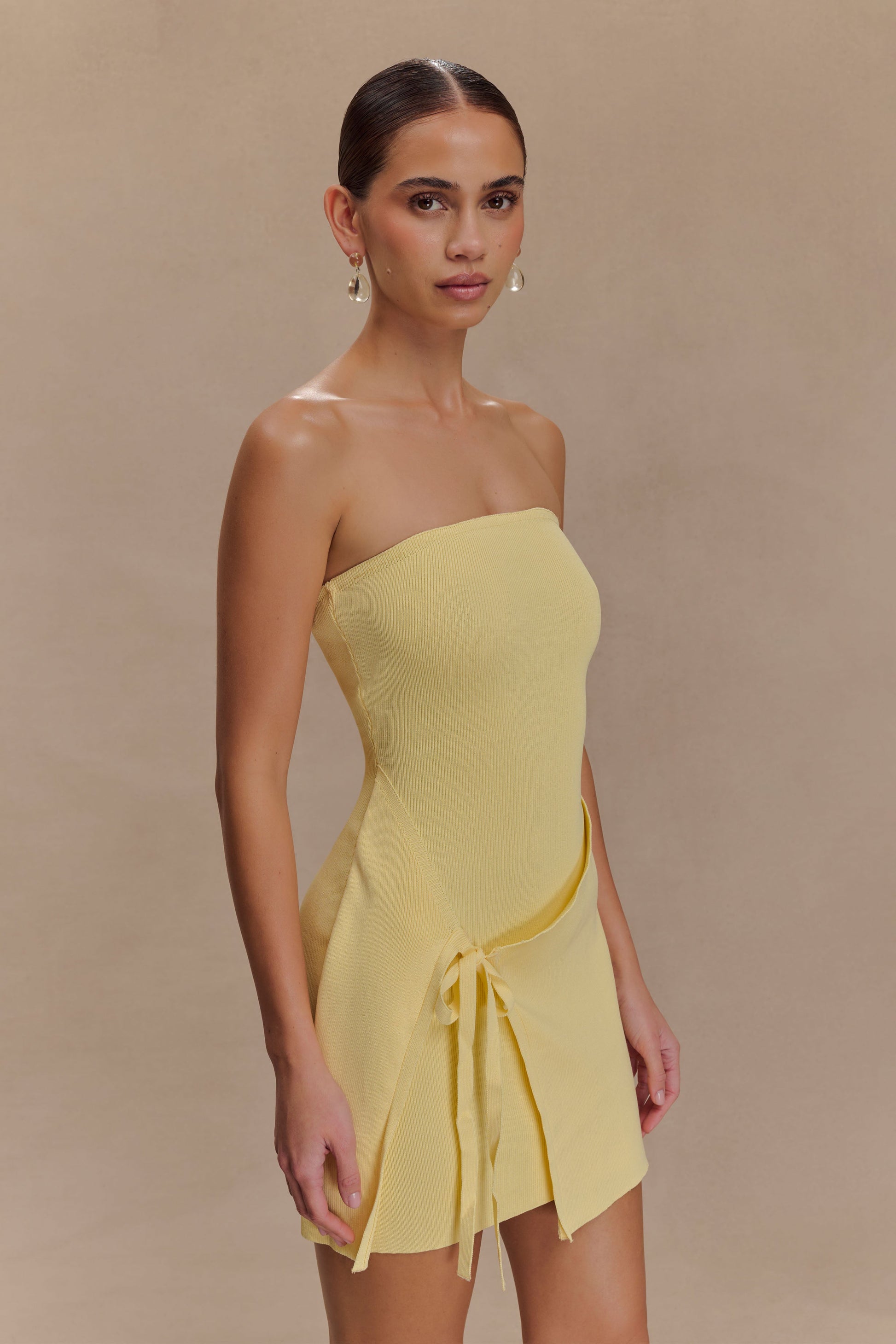 Rian Strapless Knit Mini Dress - Lemon #4