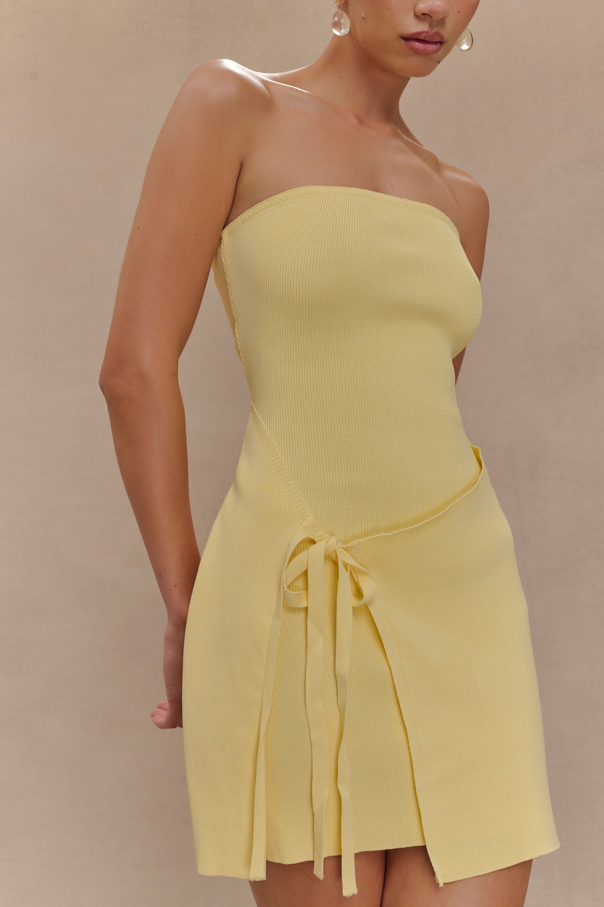 Rian Strapless Knit Mini Dress - Lemon #3