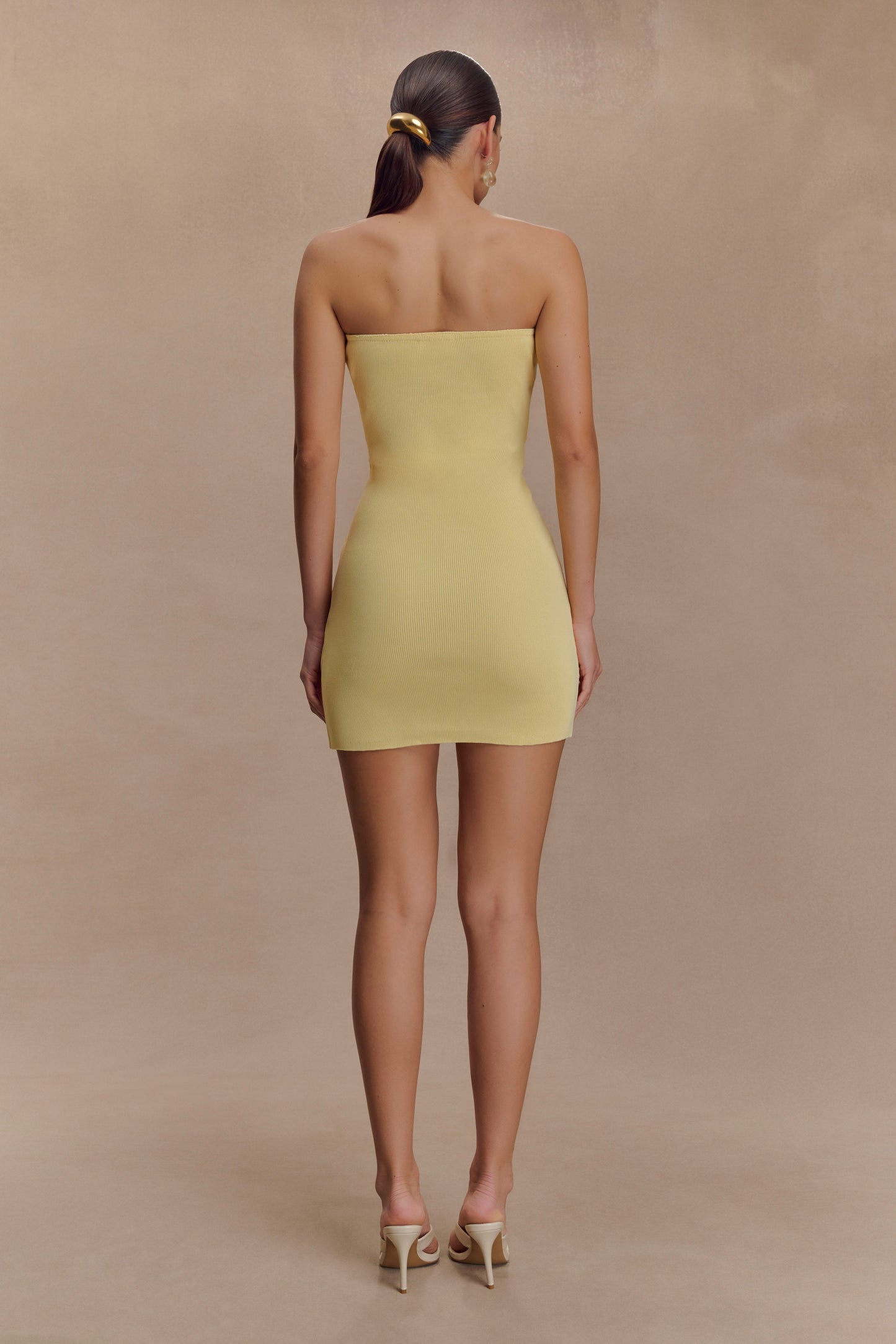 Rian Strapless Knit Mini Dress - Lemon