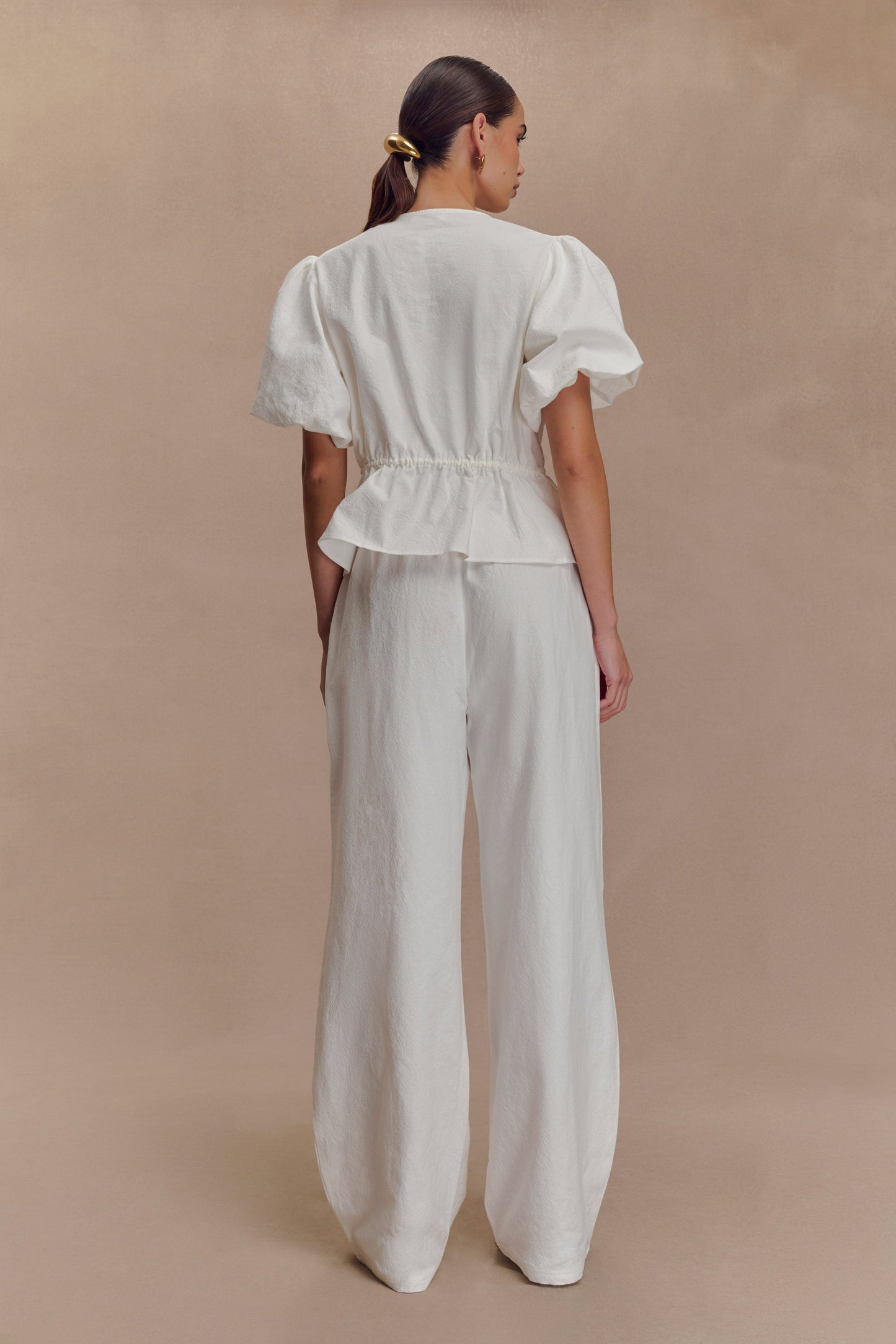 Janayia Cotton Wide Leg Pants - White