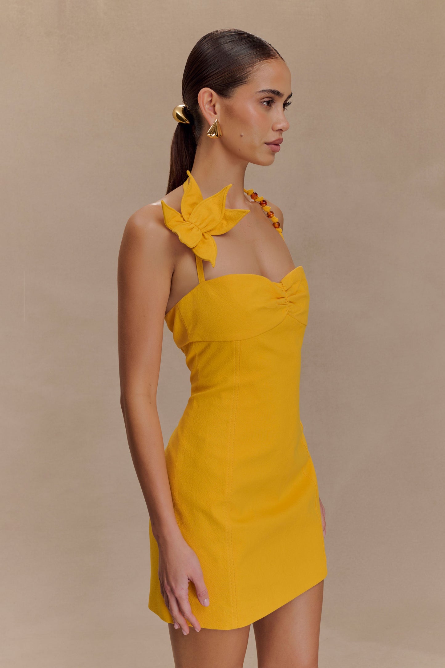 Reyes Cotton Floral Mini Dress - Butterscotch