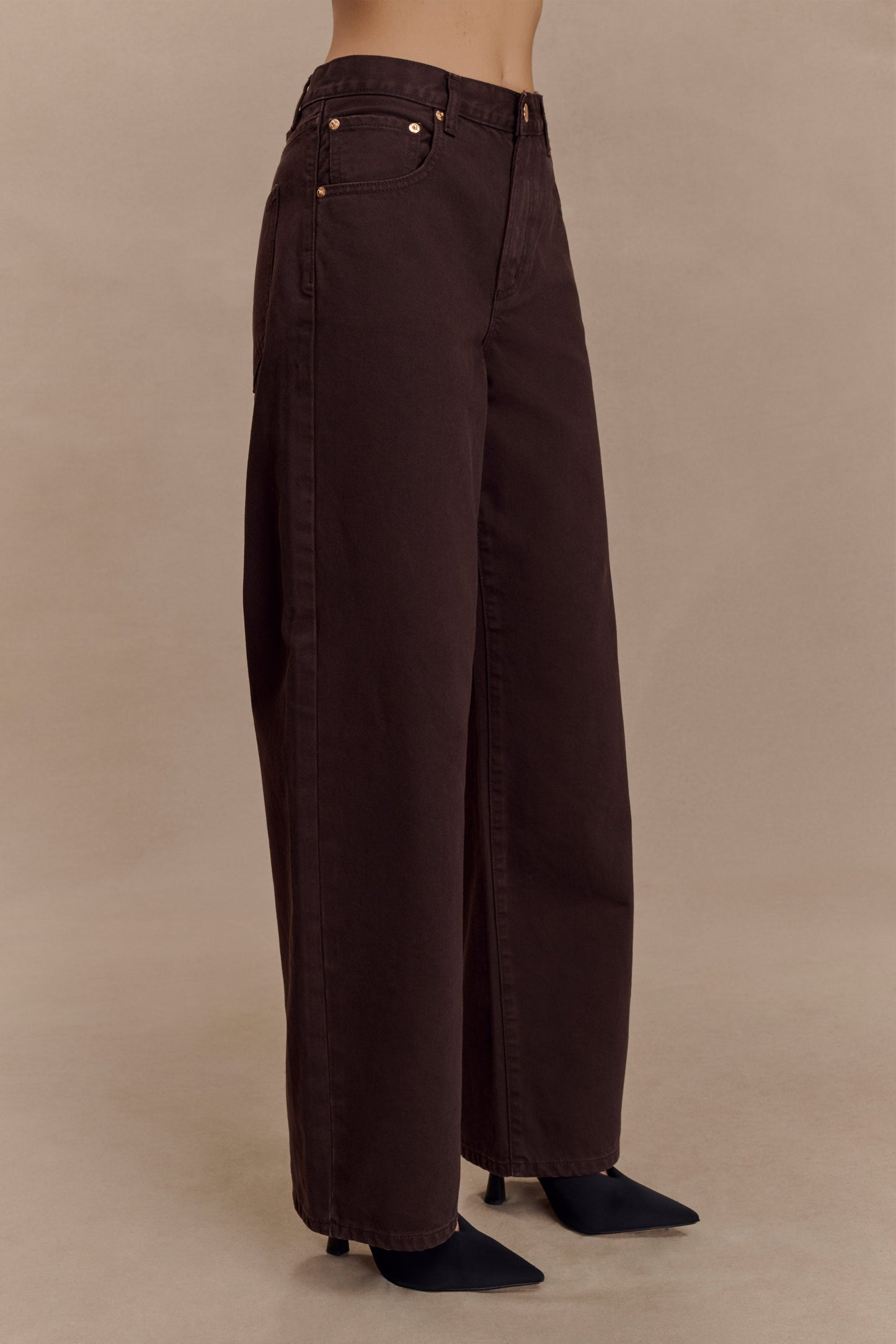 Mannon Mid Rise Denim Jeans - Chocolate