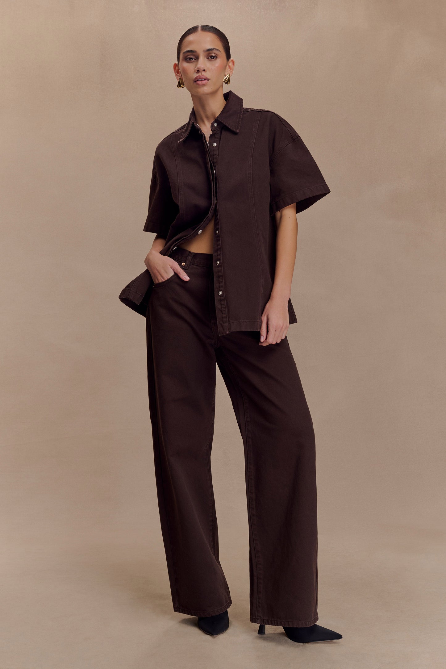 Mannon Mid Rise Denim Jeans - Chocolate