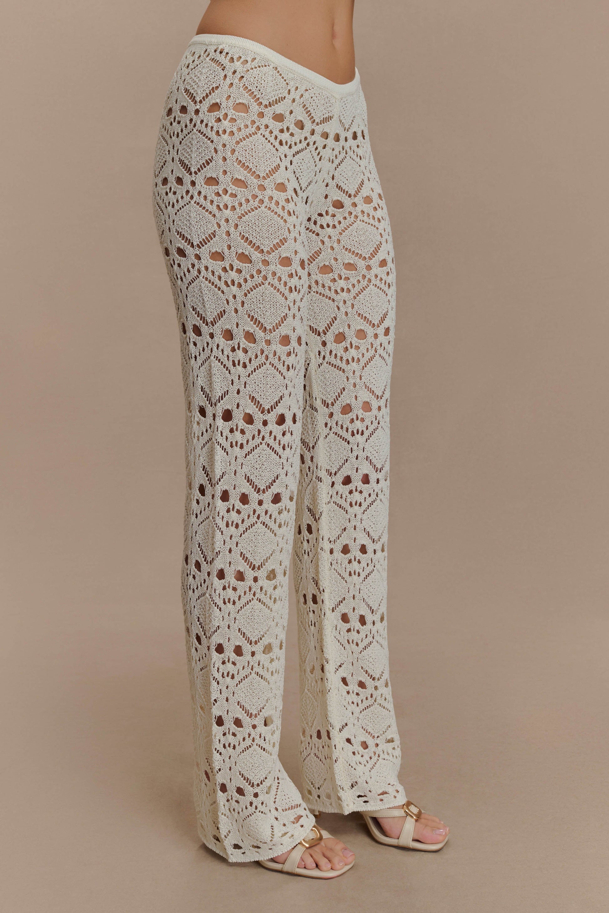 Trena Crochet Knit Pants - Ivory #5