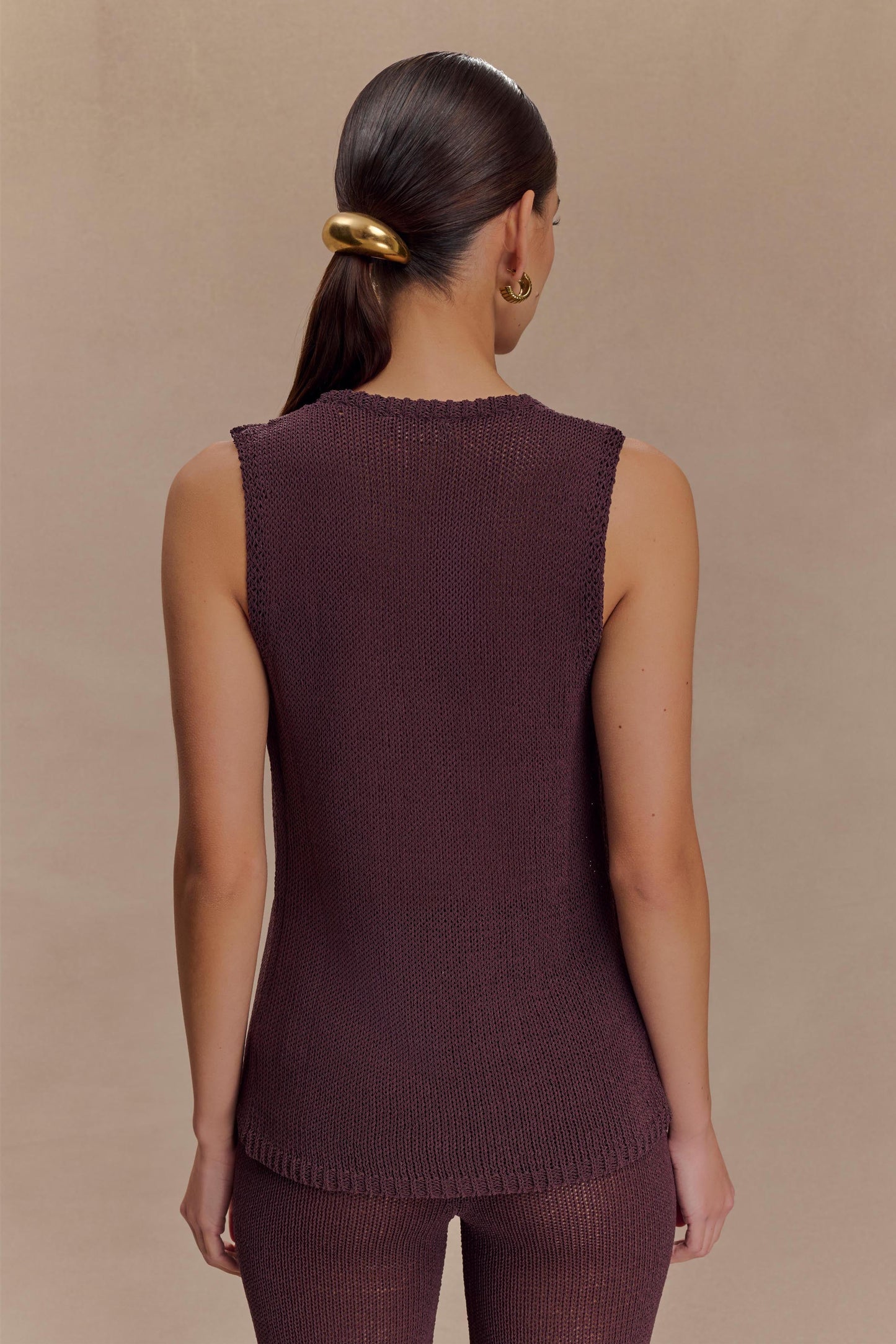 Malani Knit Top With Hardware - Chocolate