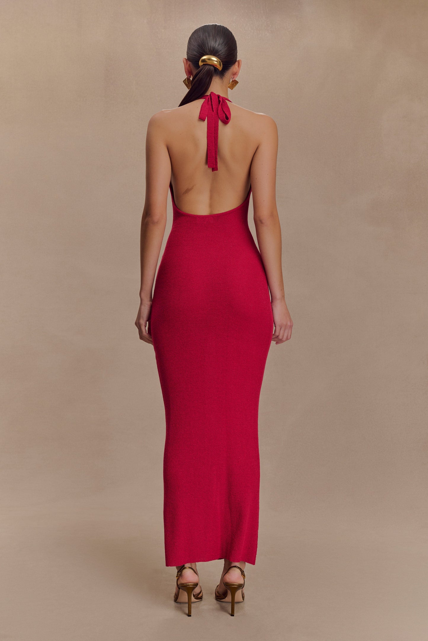 Ayella Cowl Knit Maxi Dress - Raspberry