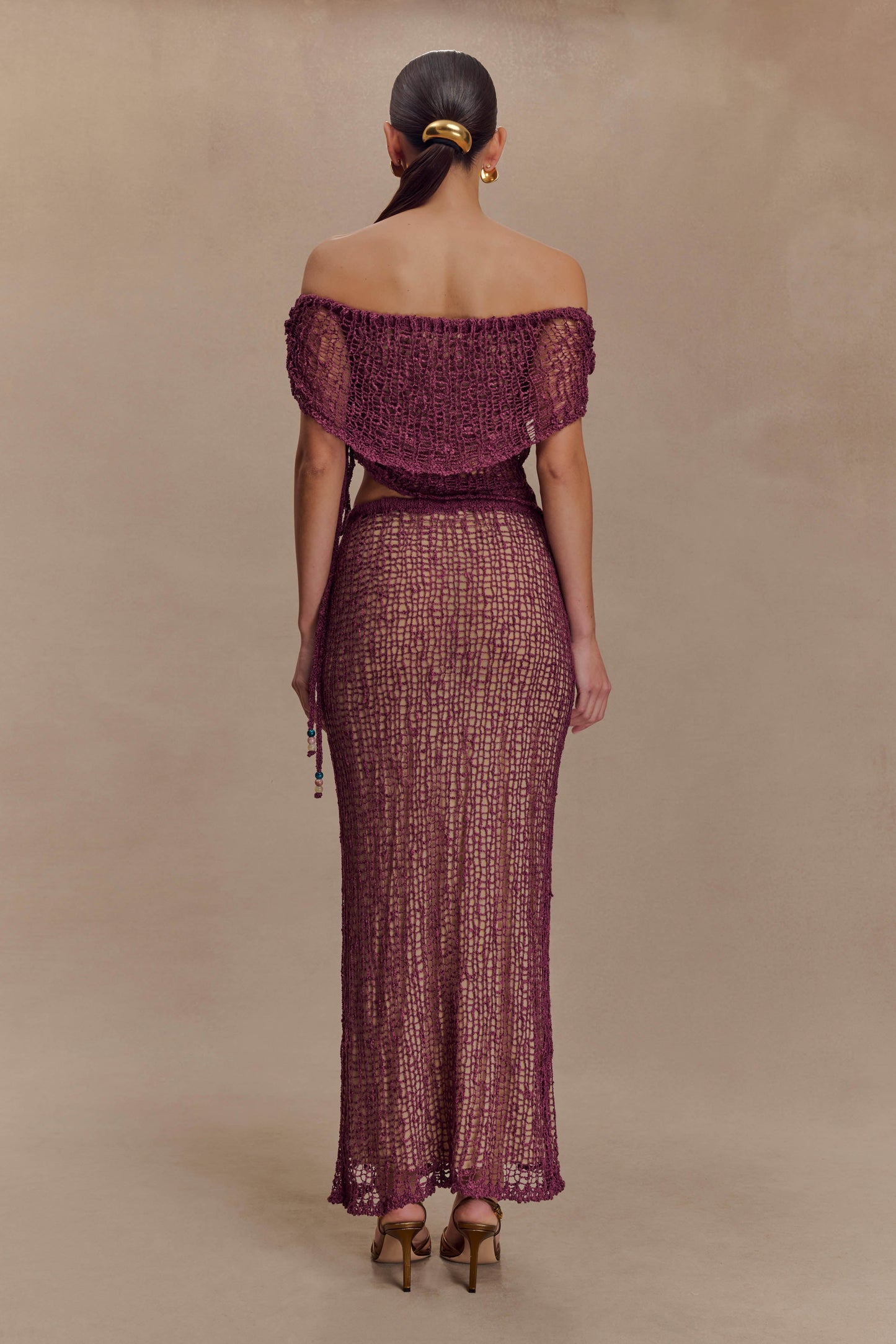 Cordelia Off Shoulder Knit Top - Mauve