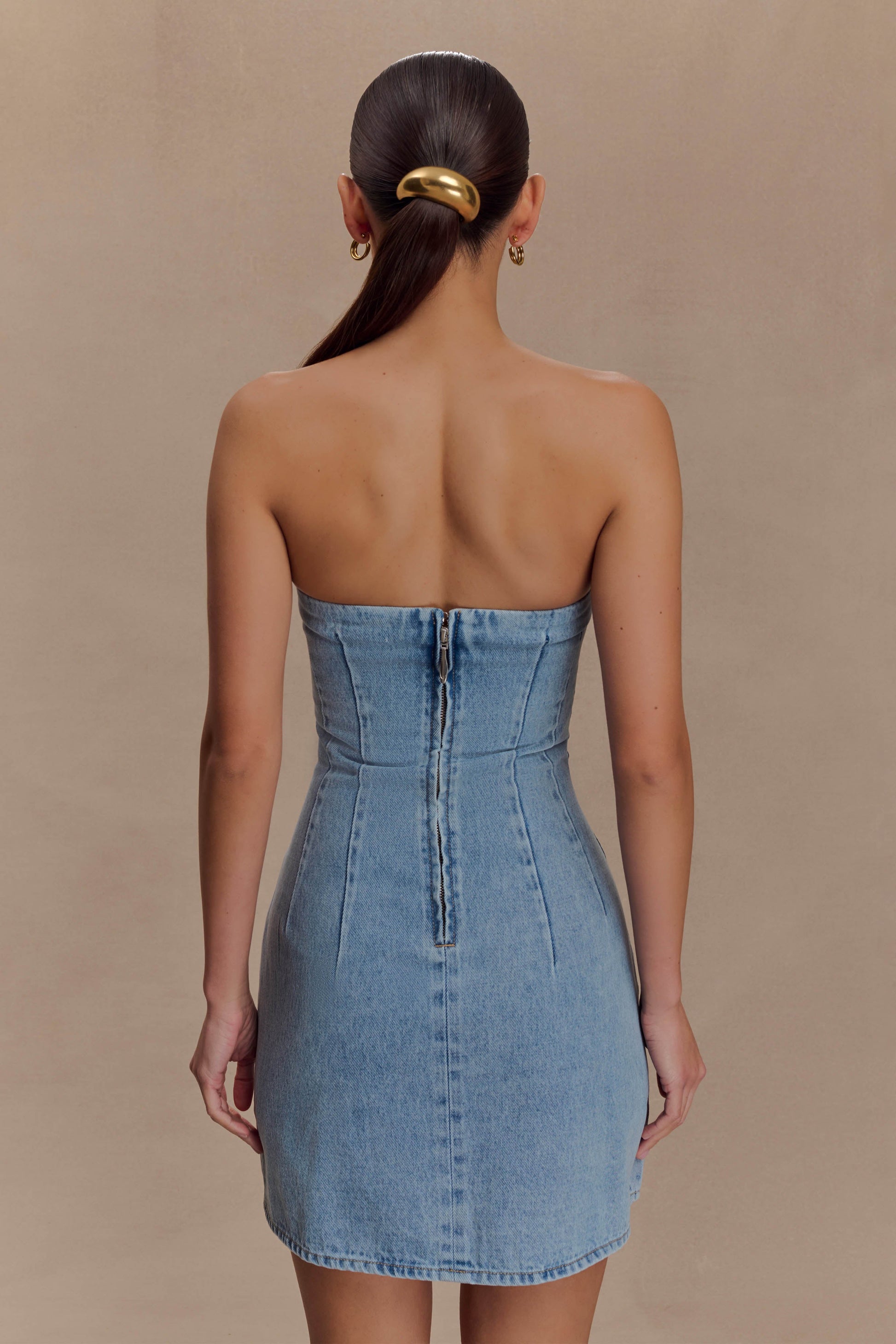 Akira Embroidered Denim Mini Dress - Mid Blue #2