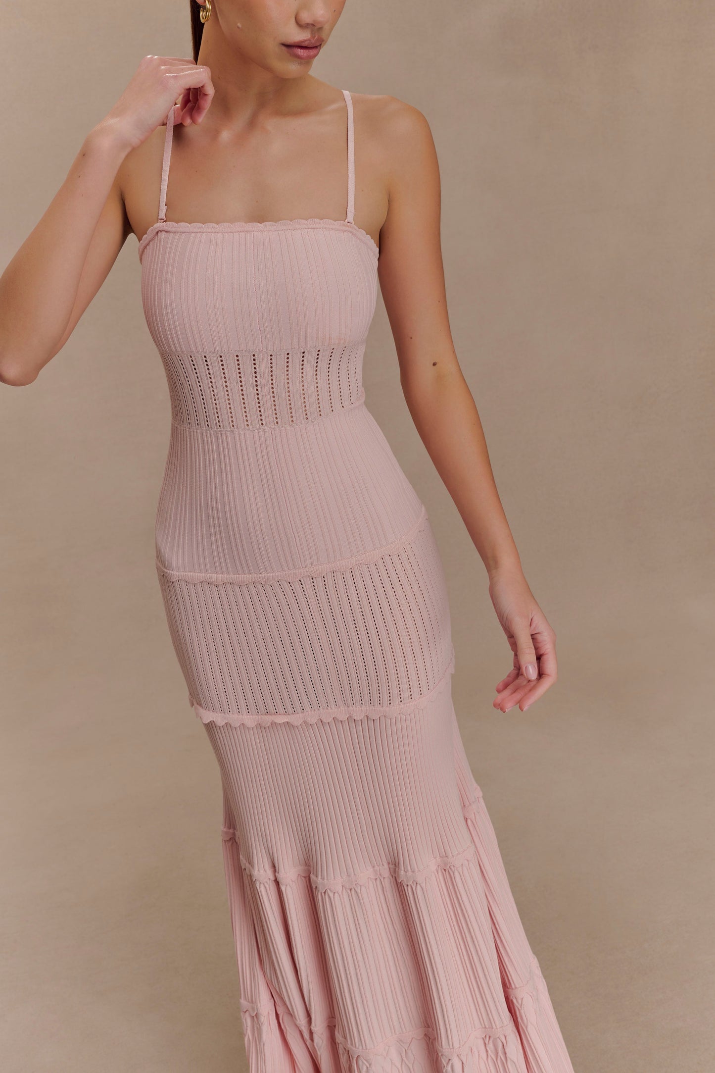 Finley Pointelle Knit Maxi Dress - Baby Pink