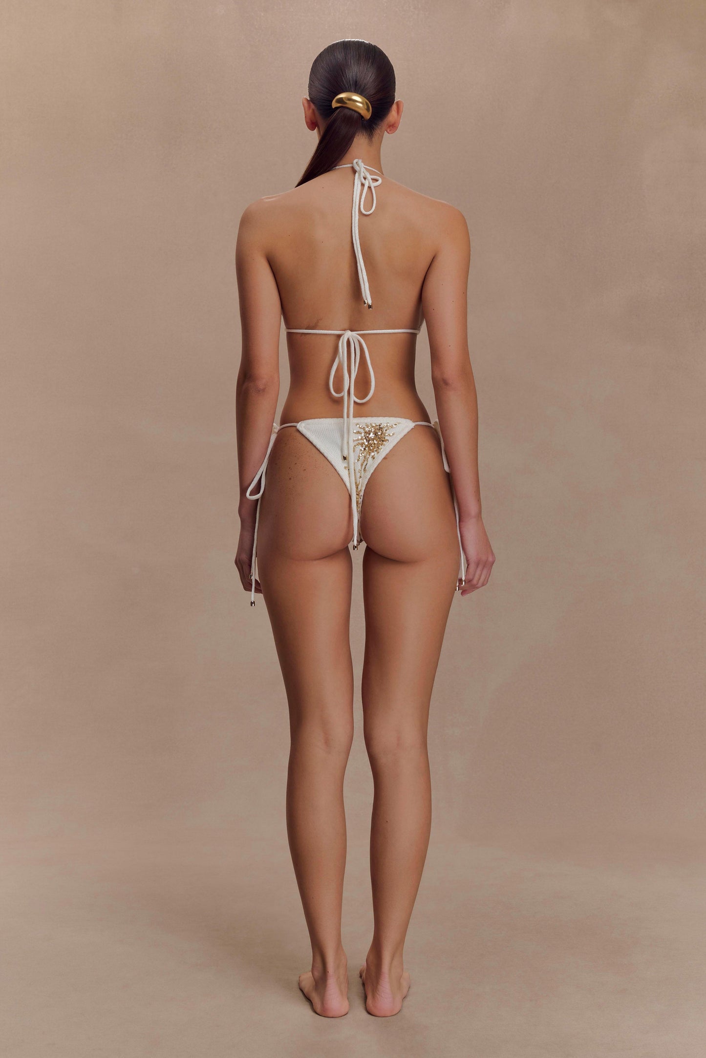 Huntleigh Crochet Bikini Bottom - White & Gold Sunshine Print