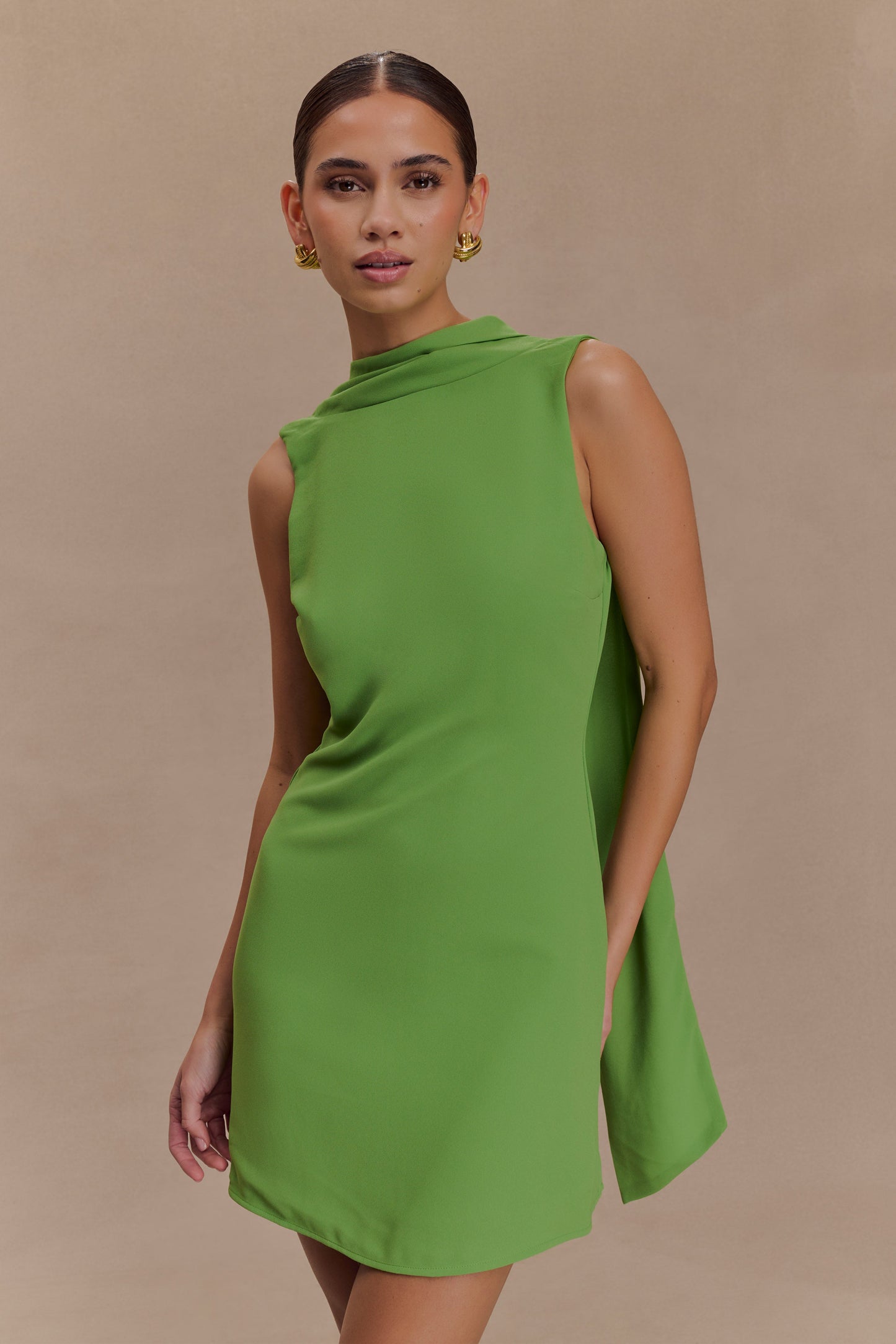 Wynter Scarf Draped Mini Dress - Green