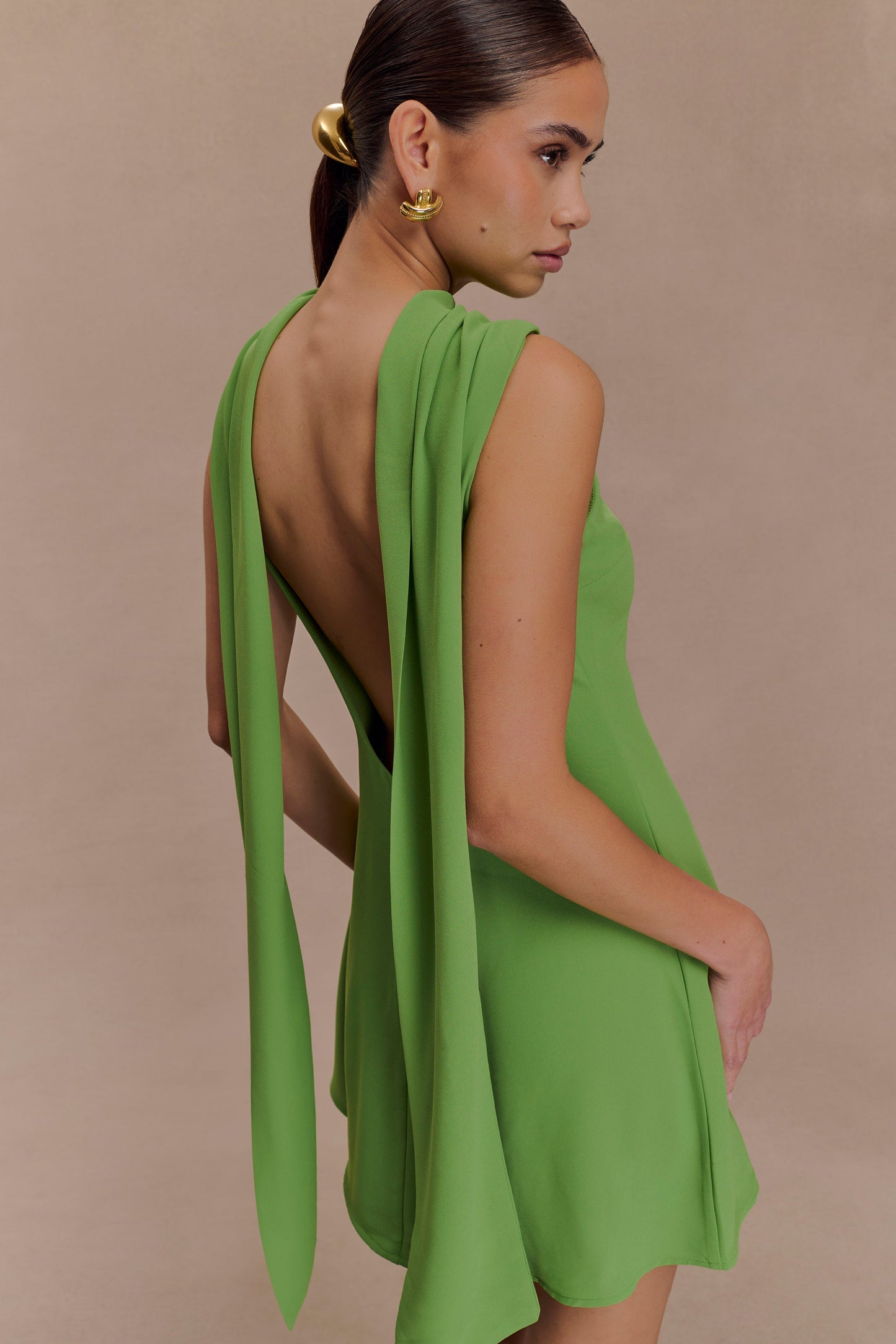 Wynter Scarf Draped Mini Dress - Green