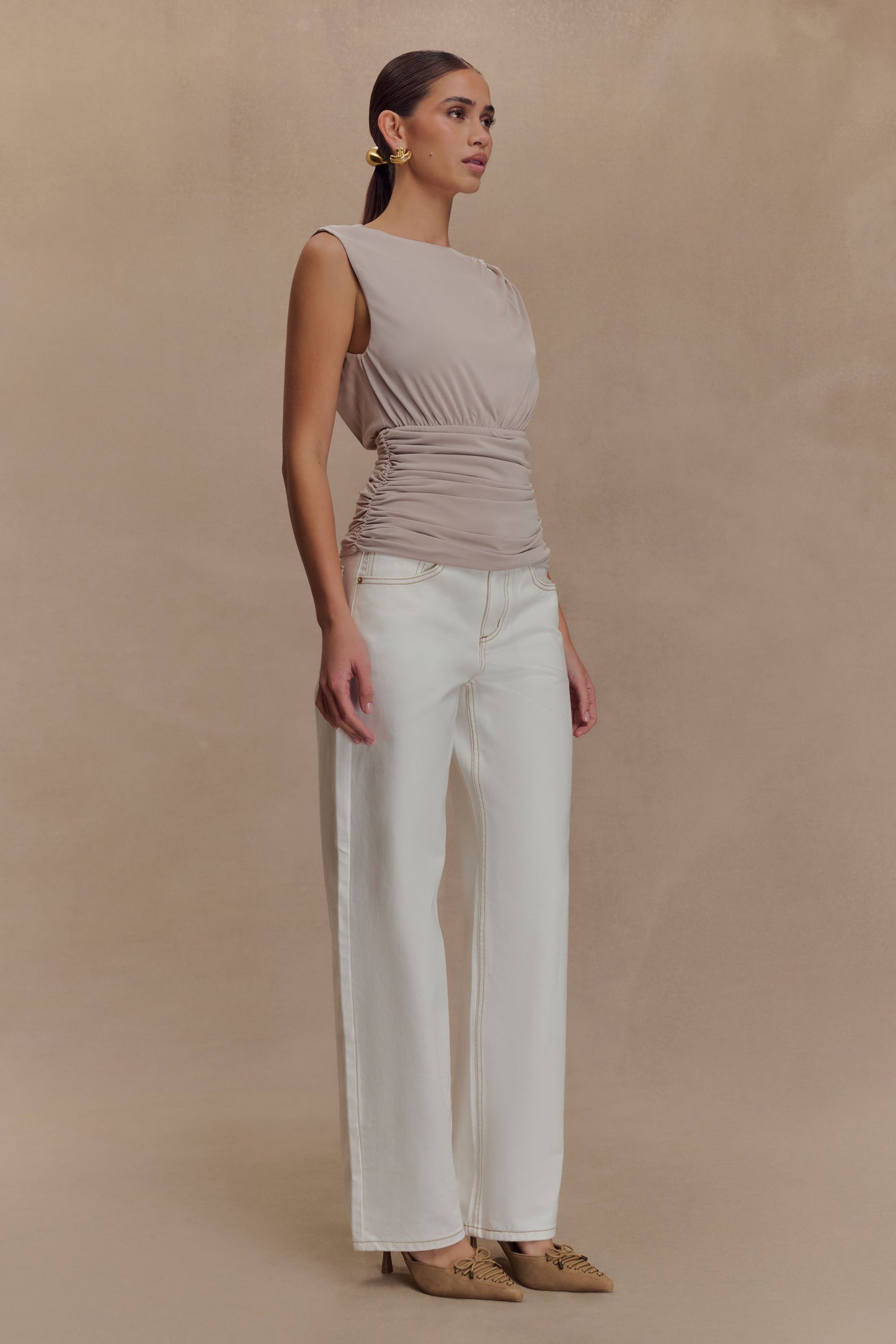 Anthony Short Sleeve Top - Taupe