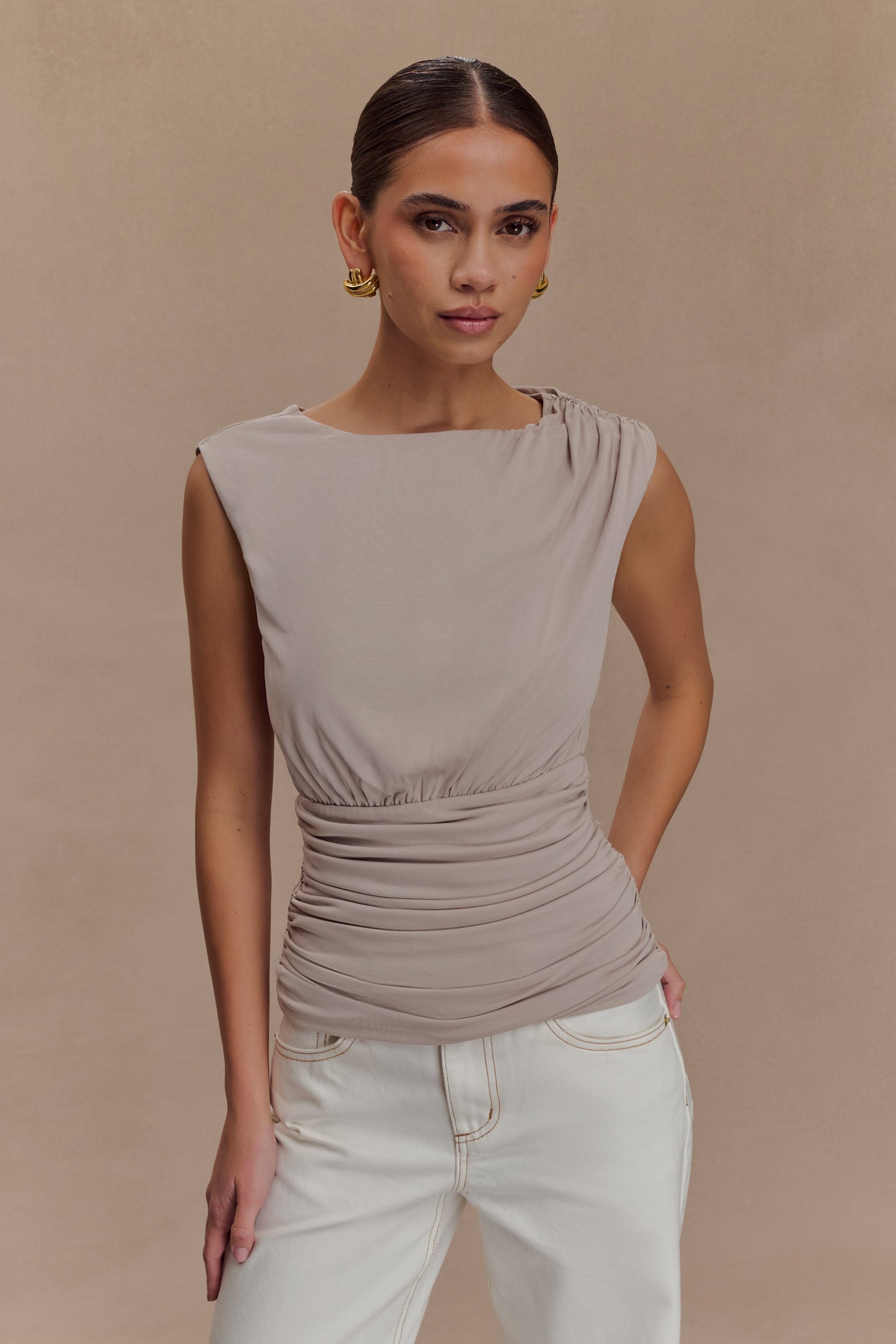 Anthony Short Sleeve Top - Taupe