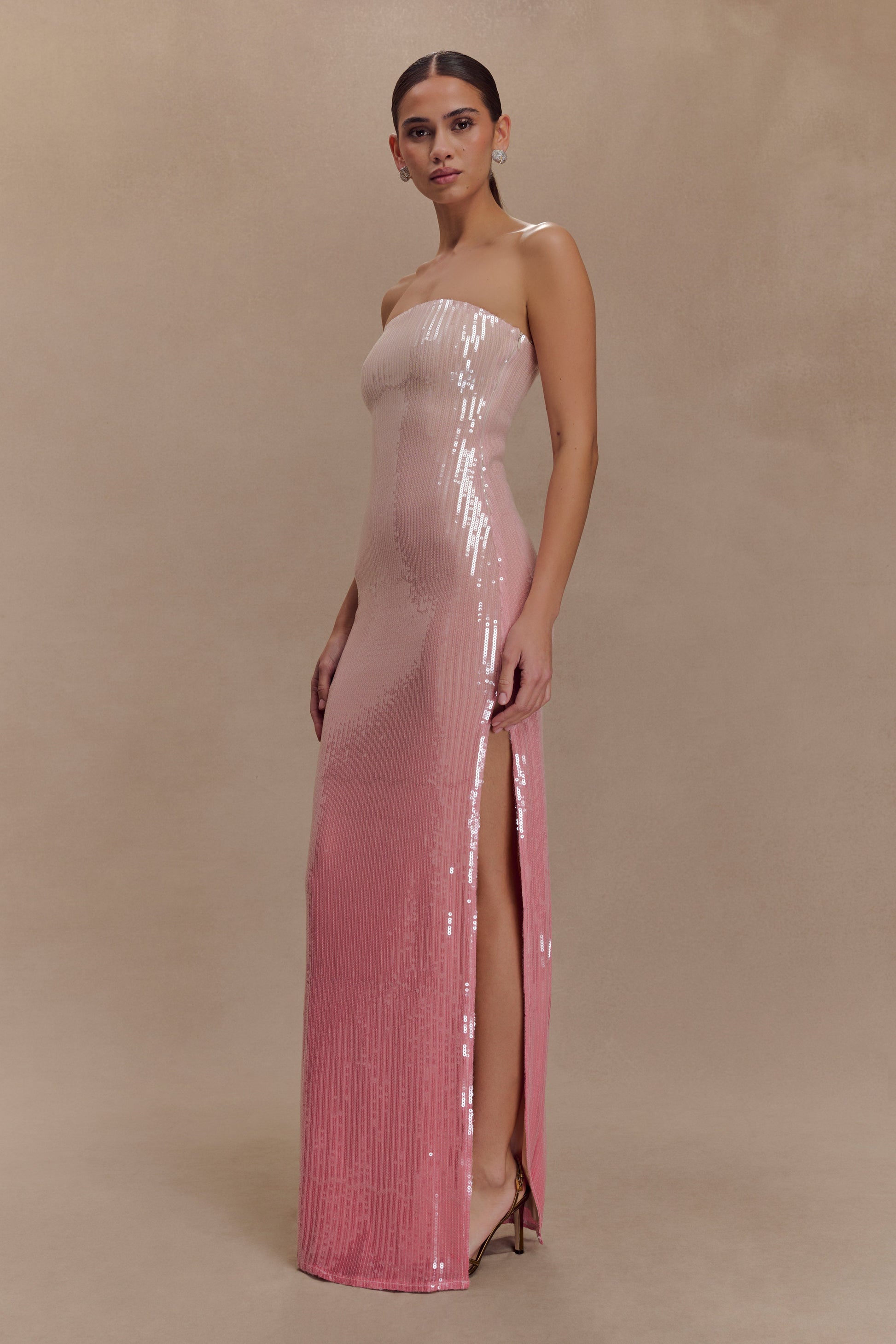 Miranda Strapless Sequin Maxi Dress - Ombre Pink #4