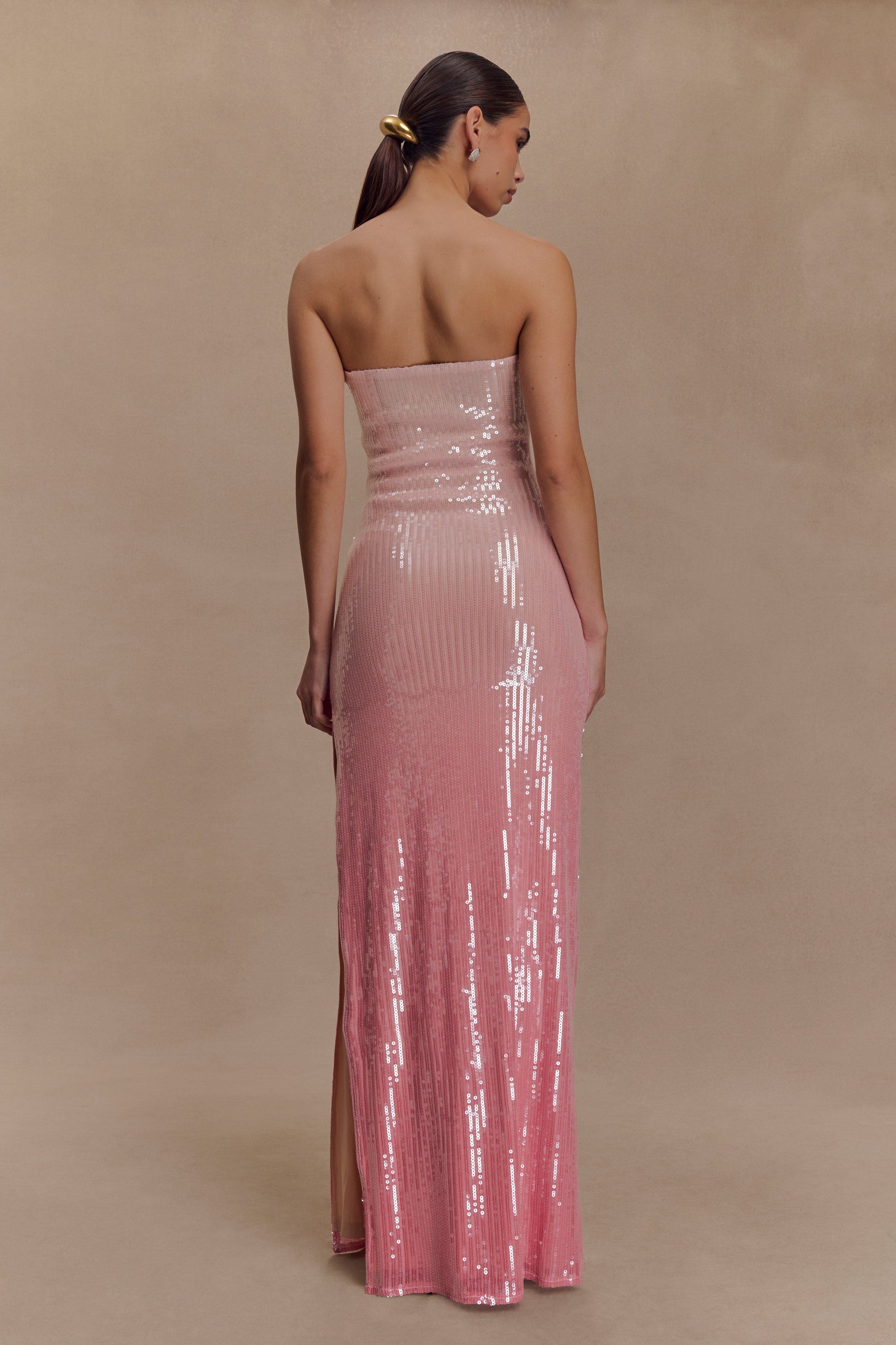 Miranda Strapless Sequin Maxi Dress - Ombre Pink #2