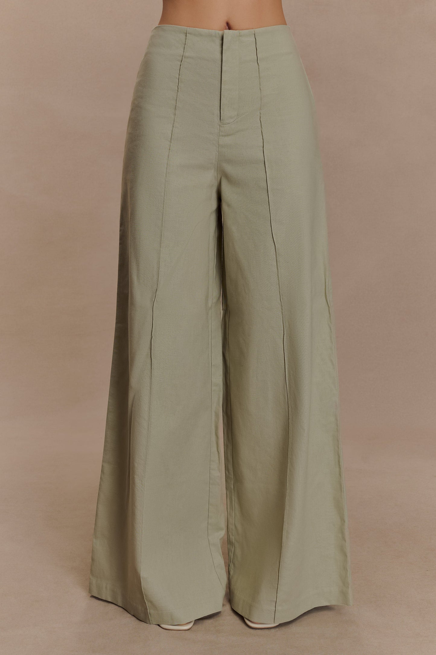 Brandi Linen Straight Leg Pant - Basil