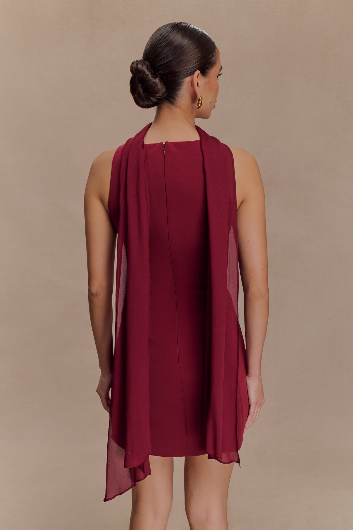 Skyler Suiting Embroidered Mini Dress - Wine