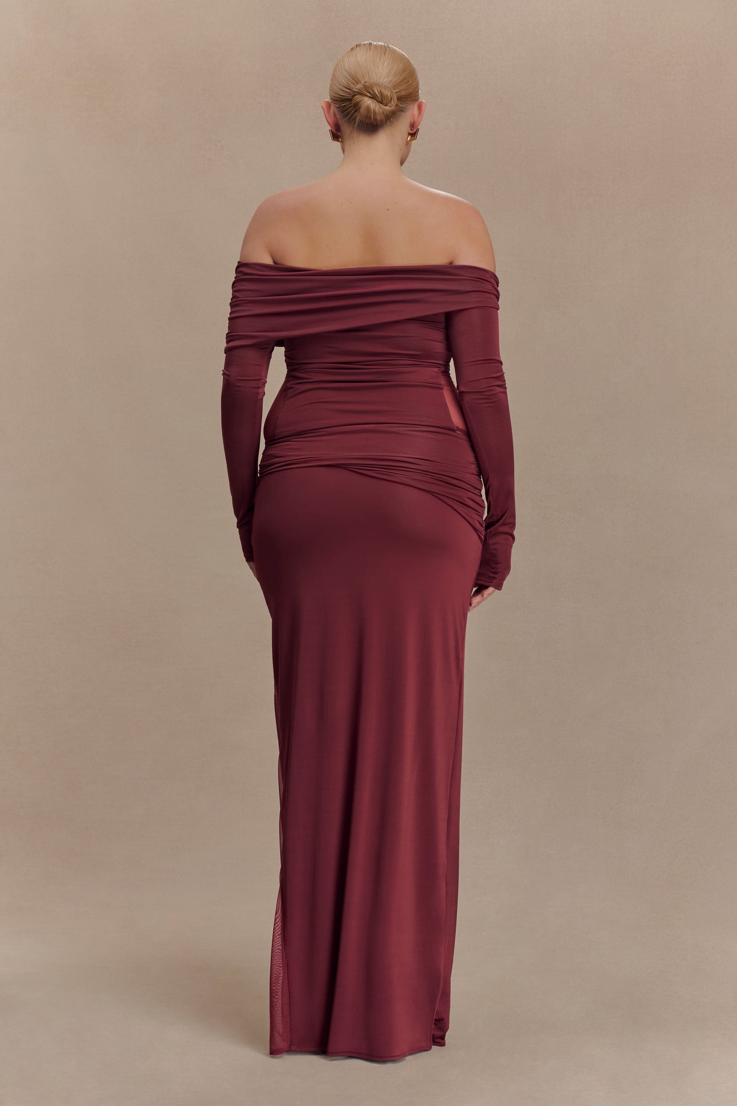 Judy Slinky And Mesh Maxi Skirt - Wine