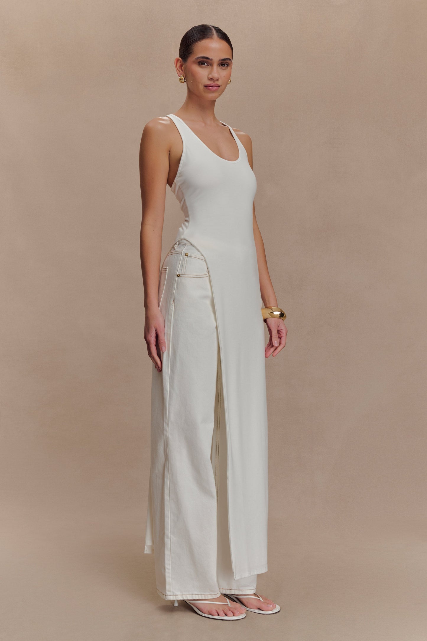 Ellerie Longline Racerback Top - White