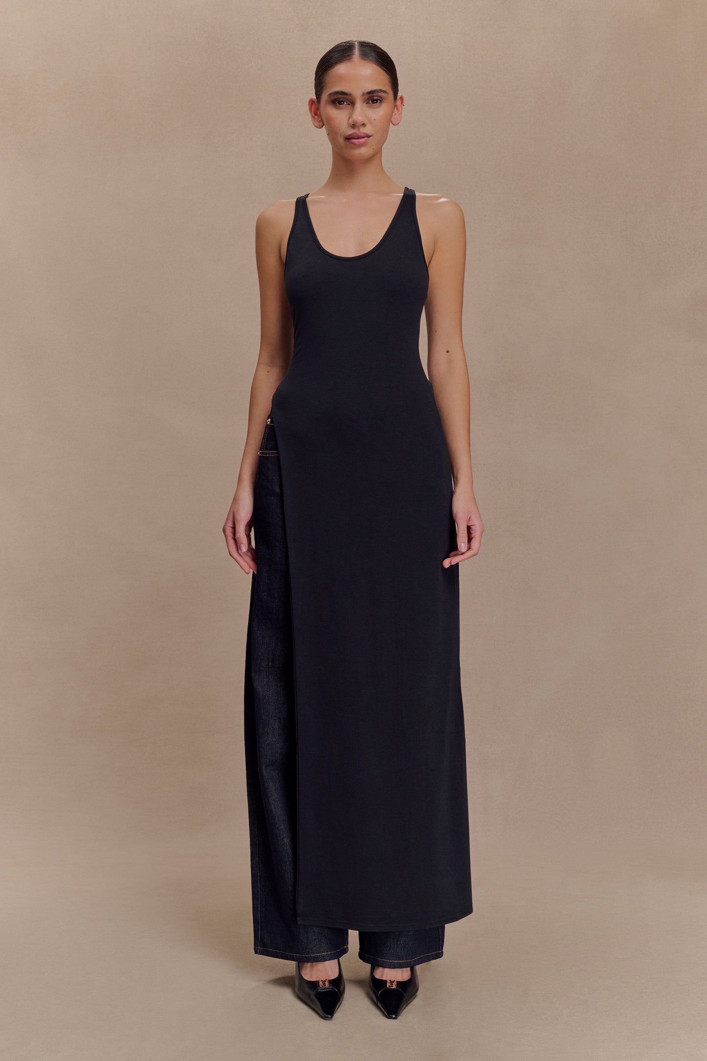 Ellerie Longline Racerback Top - Black