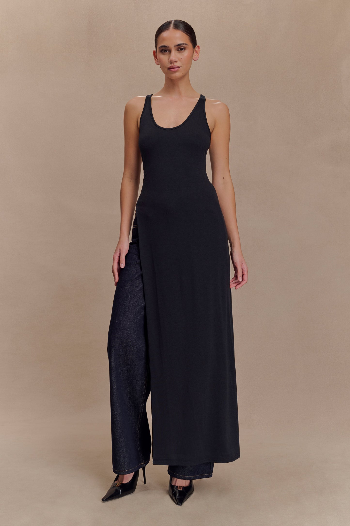 Ellerie Longline Racerback Top - Black