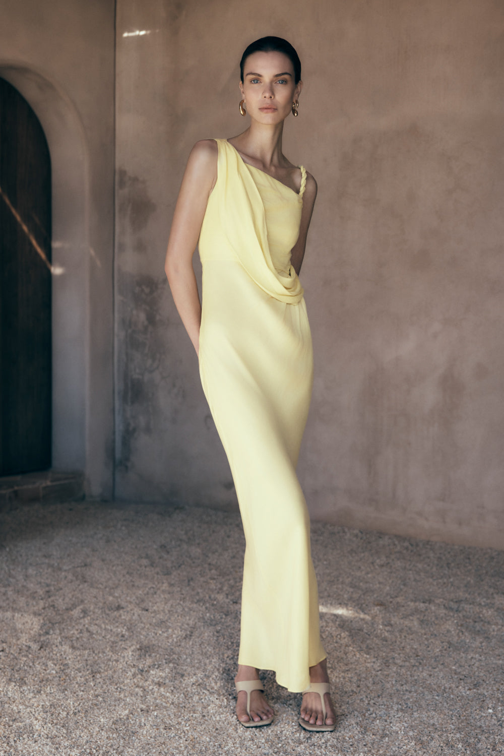 Lorieanne Draped Maxi Dress - Lemon