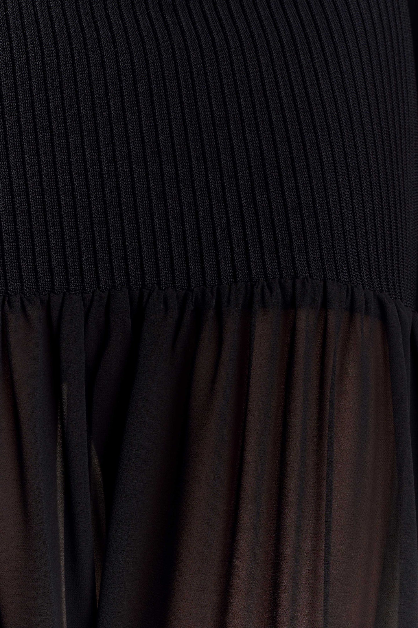 Haille Knit Chiffon Maxi Dress - Black