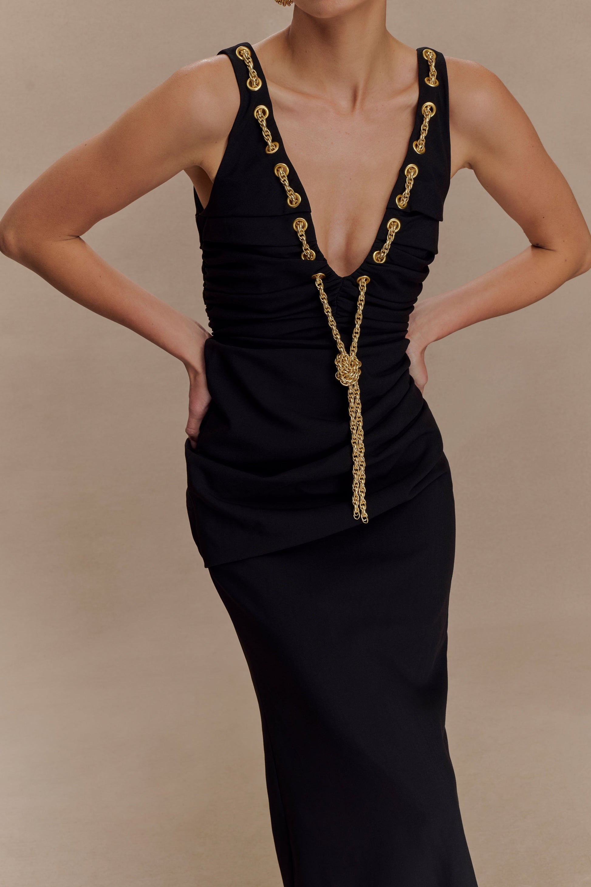 Axton Low Neck Maxi Dress - Black #3