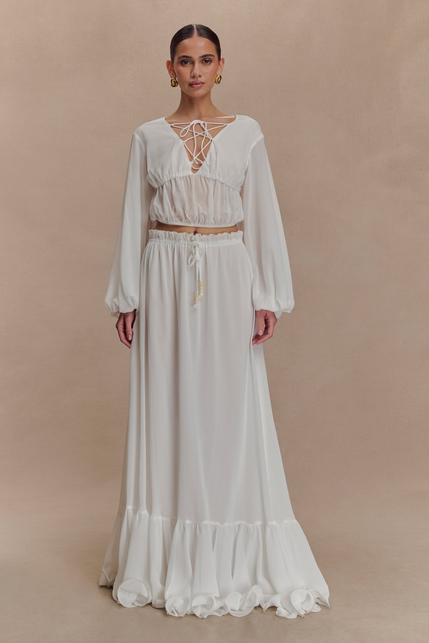 Carlie Chiffon Maxi Skirt - Ivory