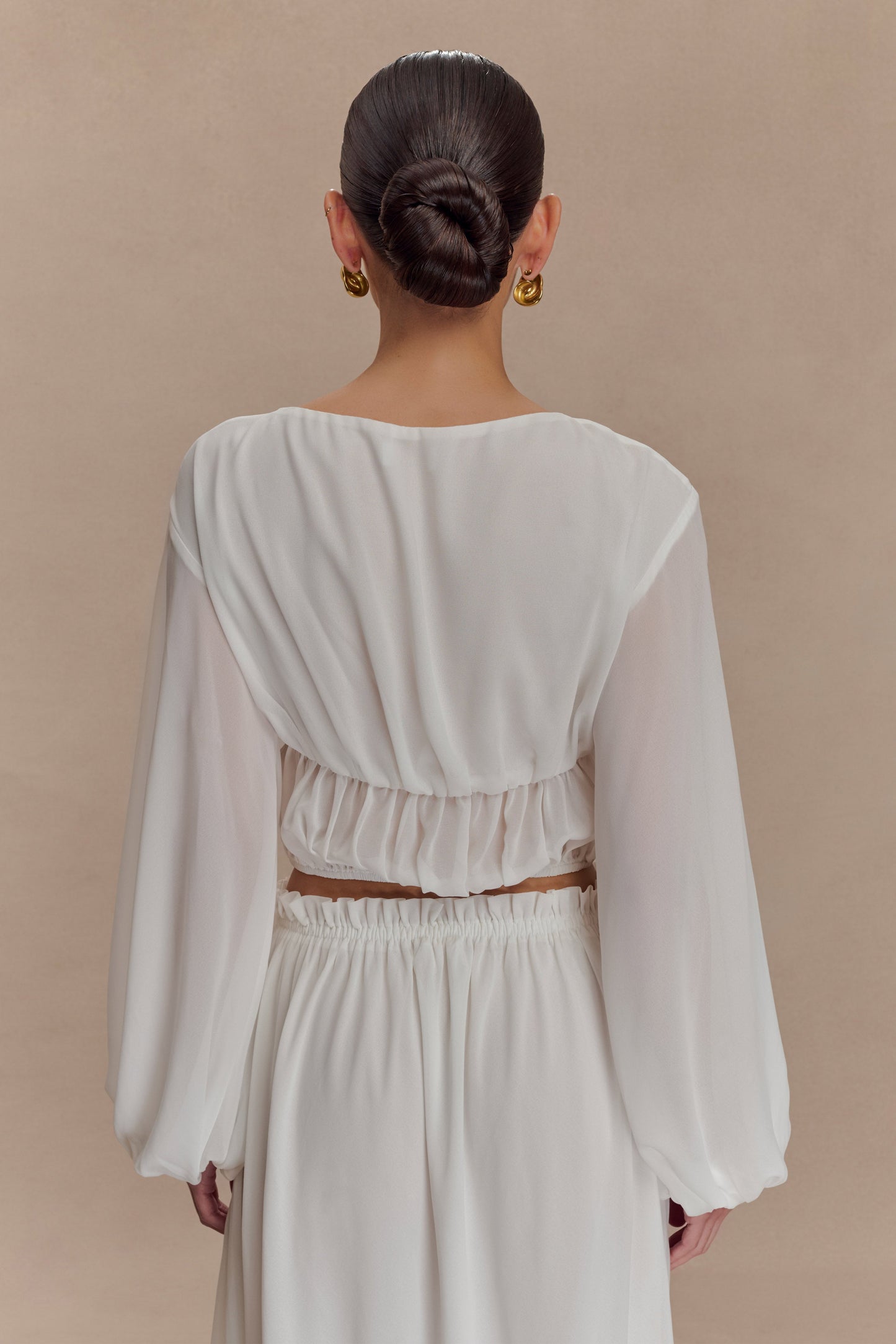 Carlie Chiffon Cross Tie Top - Ivory