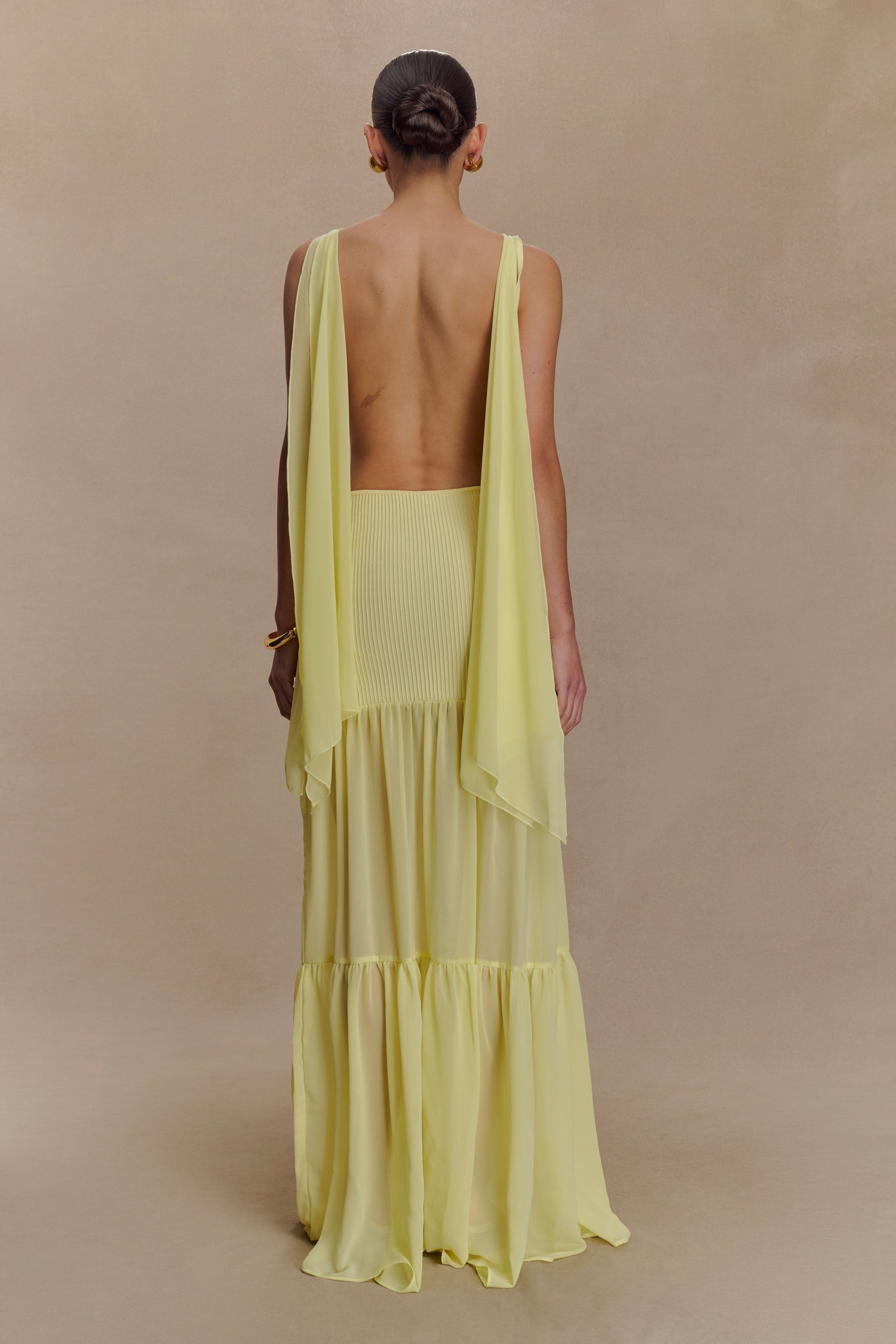 Haille Knit Chiffon Maxi Dress - Lemon #3