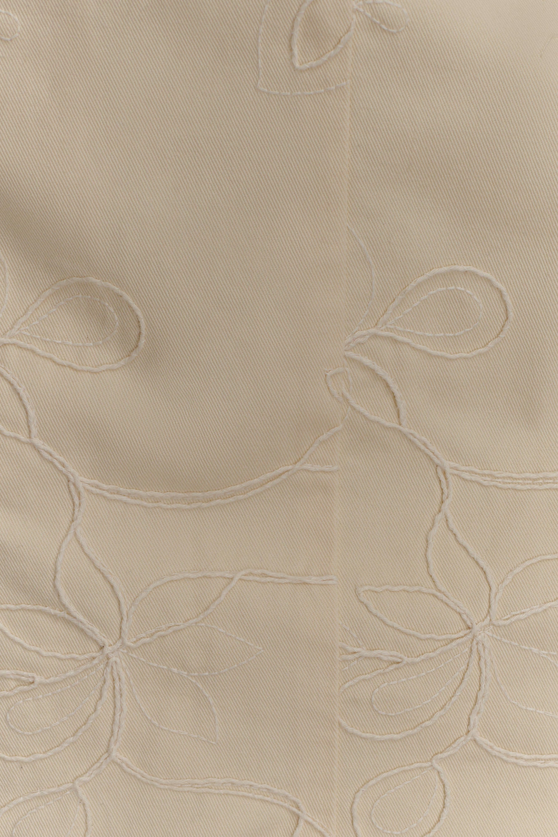 Ebony Embroidered Denim Mini Dress - Cream #5